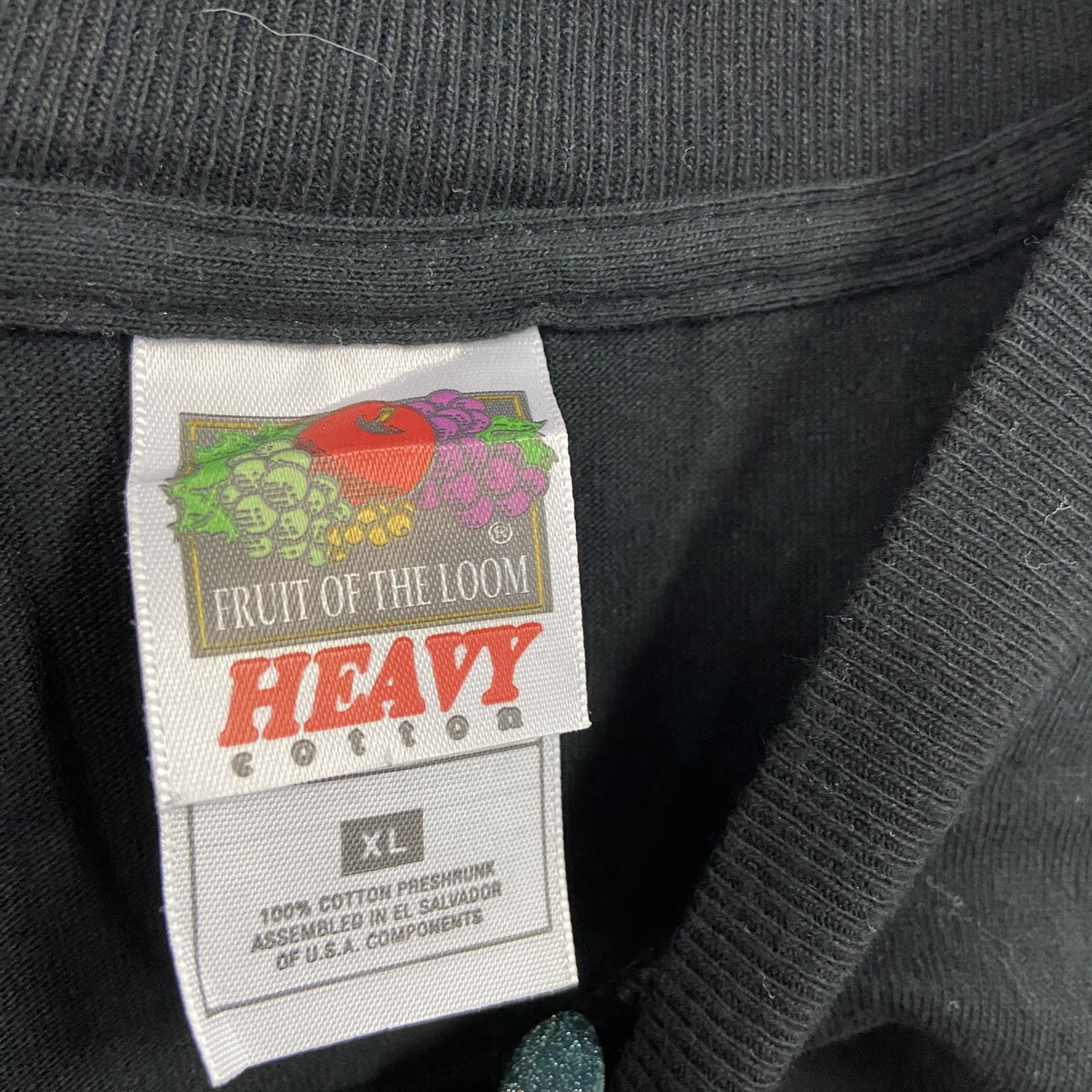 FRUIT OF THE LOOM　フルーツオブザルーム　半袖プリントTシャツ　シングルステッチ　ヴィンテージ　黒　ブラック　XLサイズ　古着
