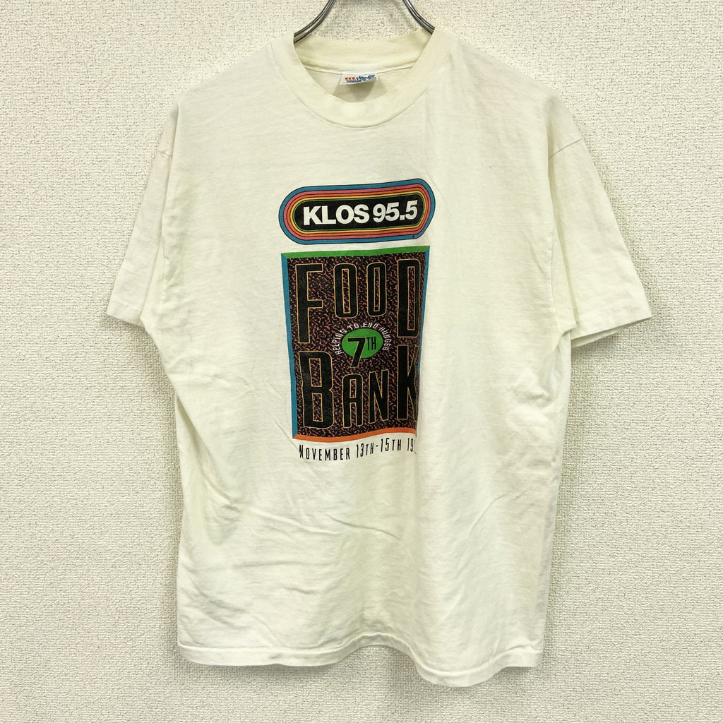 Hanes　ヘインズ　半袖プリントTシャツ　シングルステッチ　ヴィンテージ　白　ホワイト　Lサイズ カットソー メンズ コットン 古着