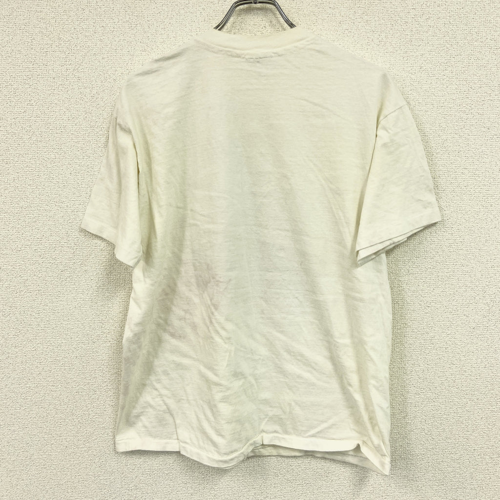 Hanes　ヘインズ　半袖プリントTシャツ　シングルステッチ　ヴィンテージ　白　ホワイト　Lサイズ カットソー メンズ コットン 古着