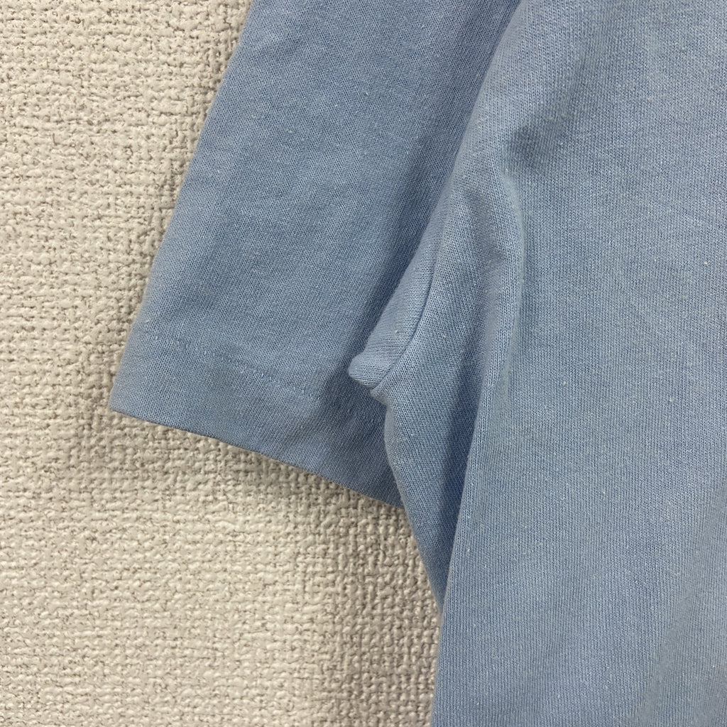 PLATINUMPLUS　半袖プリントTシャツ　シングルステッチ　ヴィンテージ　青　ライトブルー　XLサイズ カットソー メンズ コットン 古着