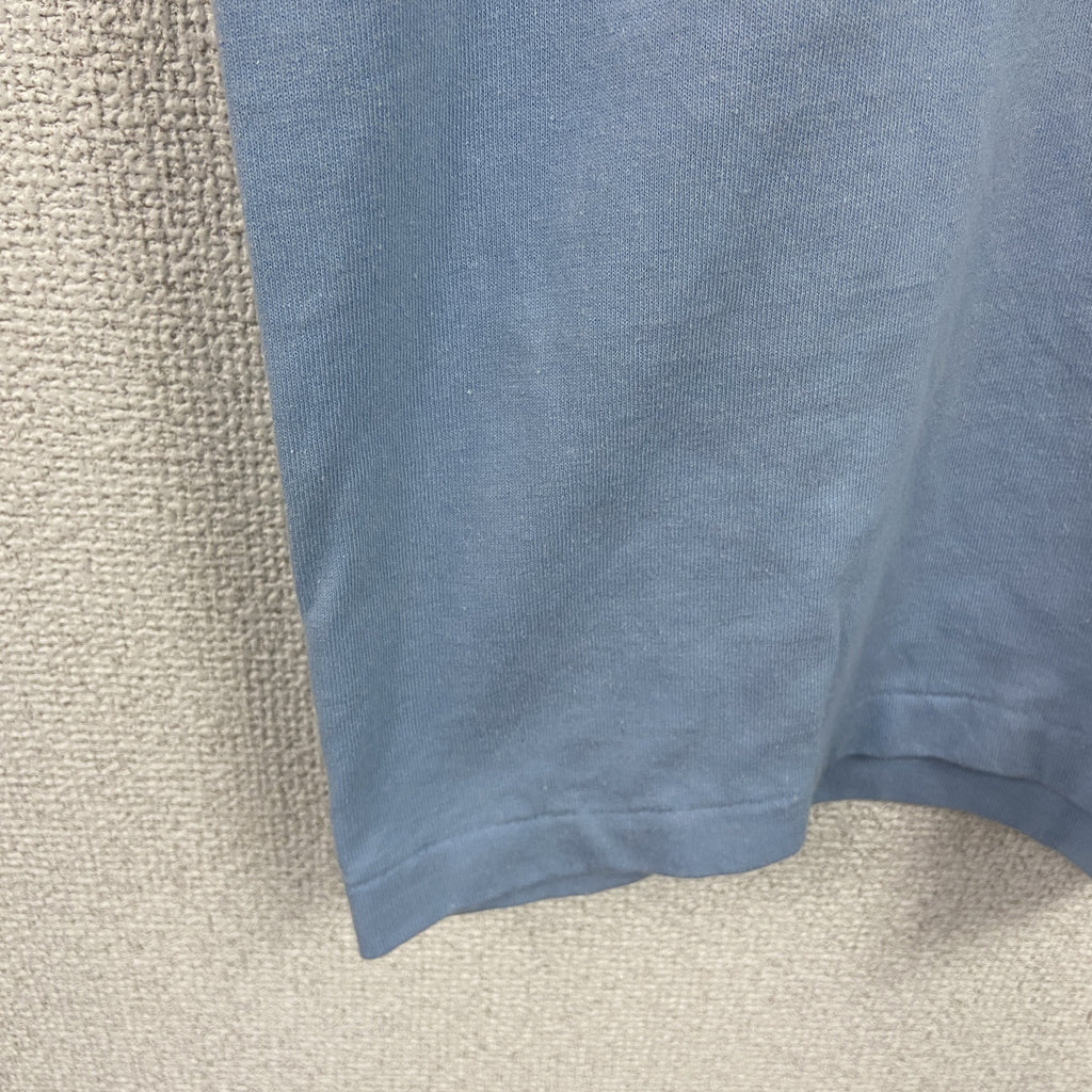 PLATINUMPLUS　半袖プリントTシャツ　シングルステッチ　ヴィンテージ　青　ライトブルー　XLサイズ カットソー メンズ コットン 古着