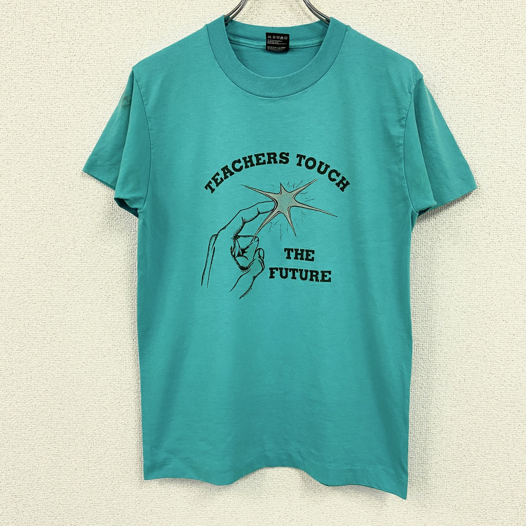 FRUIT OF THE LOOM　フルーツオブザルーム　半袖プリントTシャツ　シングルステッチ　ヴィンテージ　青　ブルー　Mサイズ　古着