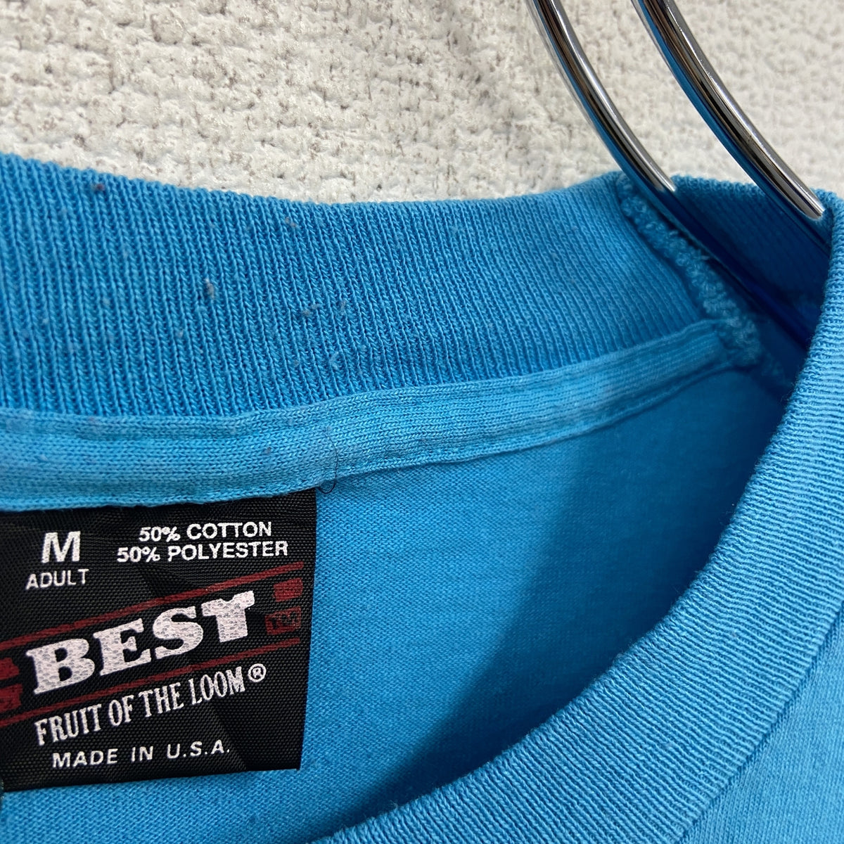 FRUIT OF THE LOOM　フルーツオブザルーム　半袖プリントTシャツ　シングルステッチ　ヴィンテージ　青　ブルー　Mサイズ　古着