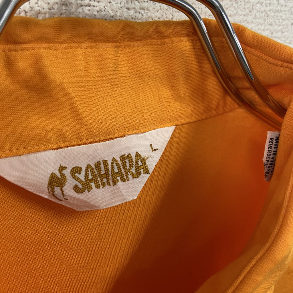 SAHARA　サハラ　半袖ポロシャツ　シングルステッチ　ヴィンテージ　オレンジ　Lサイズ メンズ 古着