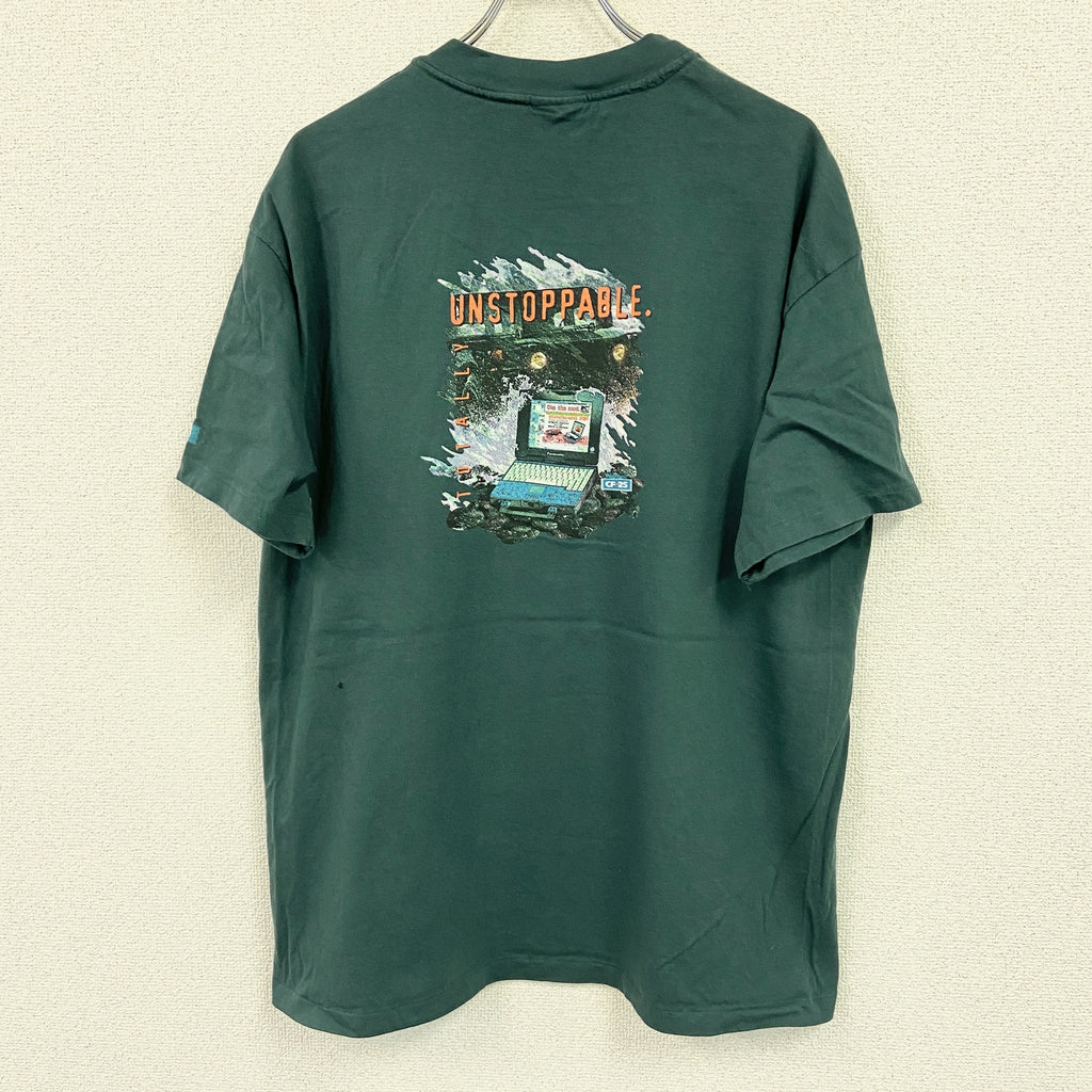 Hanes　ヘインズ　半袖プリントTシャツ　シングルステッチ　ヴィンテージ　紺　ネイビー　XLサイズ　古着