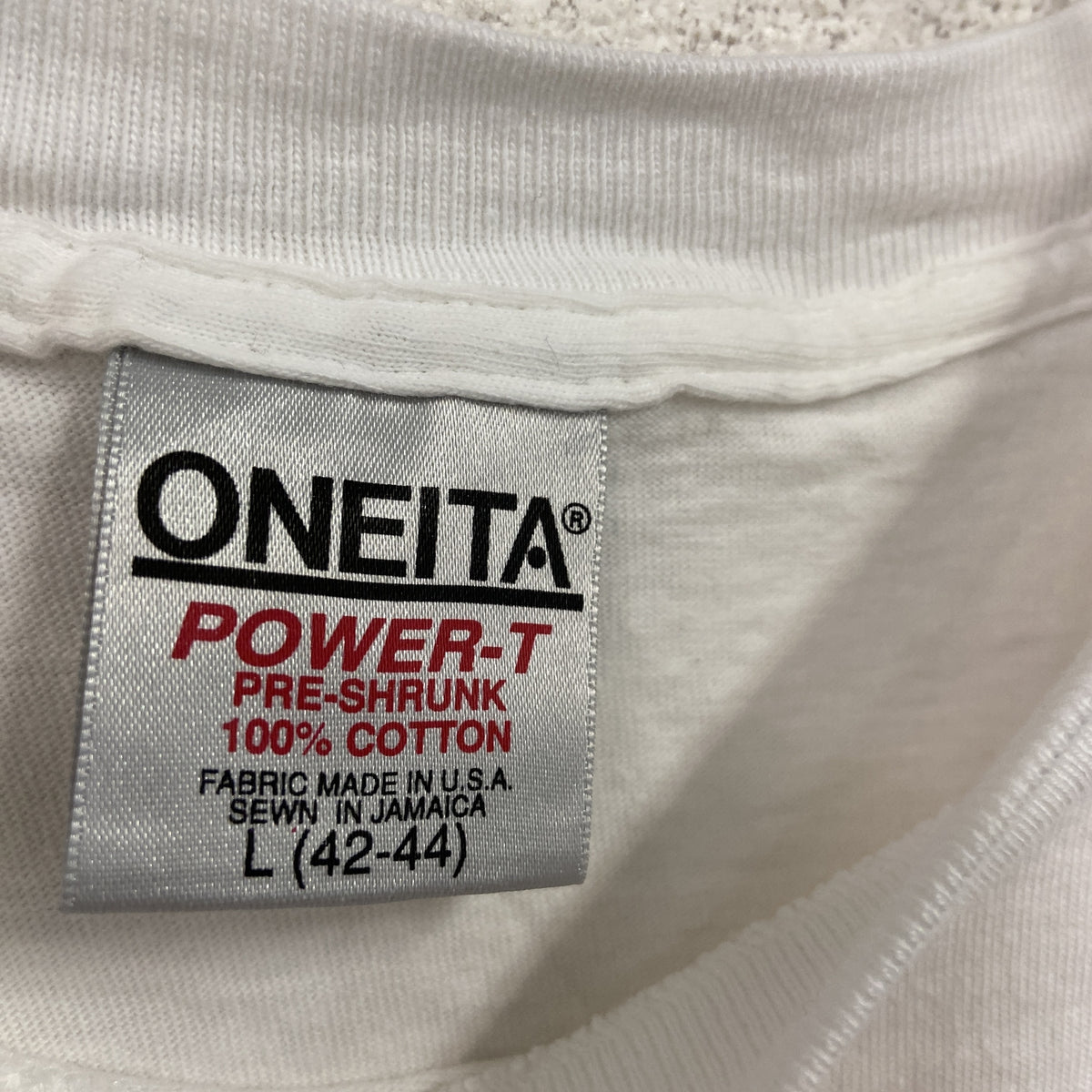 ONEITA　オニータ　半袖プリントTシャツ　シングルステッチ　ヴィンテージ 　白　ホワイト　Lサイズ　古着