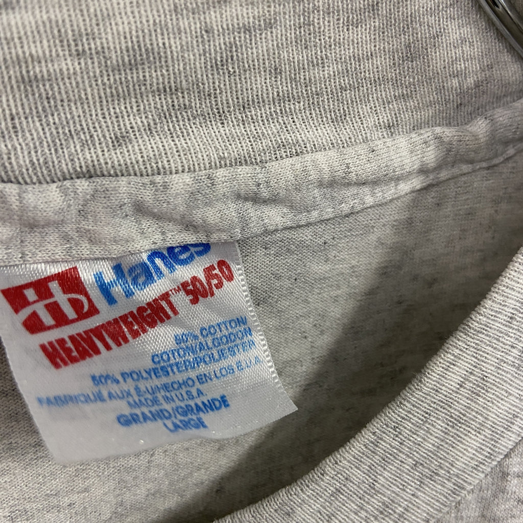 Hanes　ヘインズ　半袖プリントTシャツ　シングルステッチ　ヴィンテージ　灰色　グレー　Lサイズ カットソー メンズ コットン 古着
