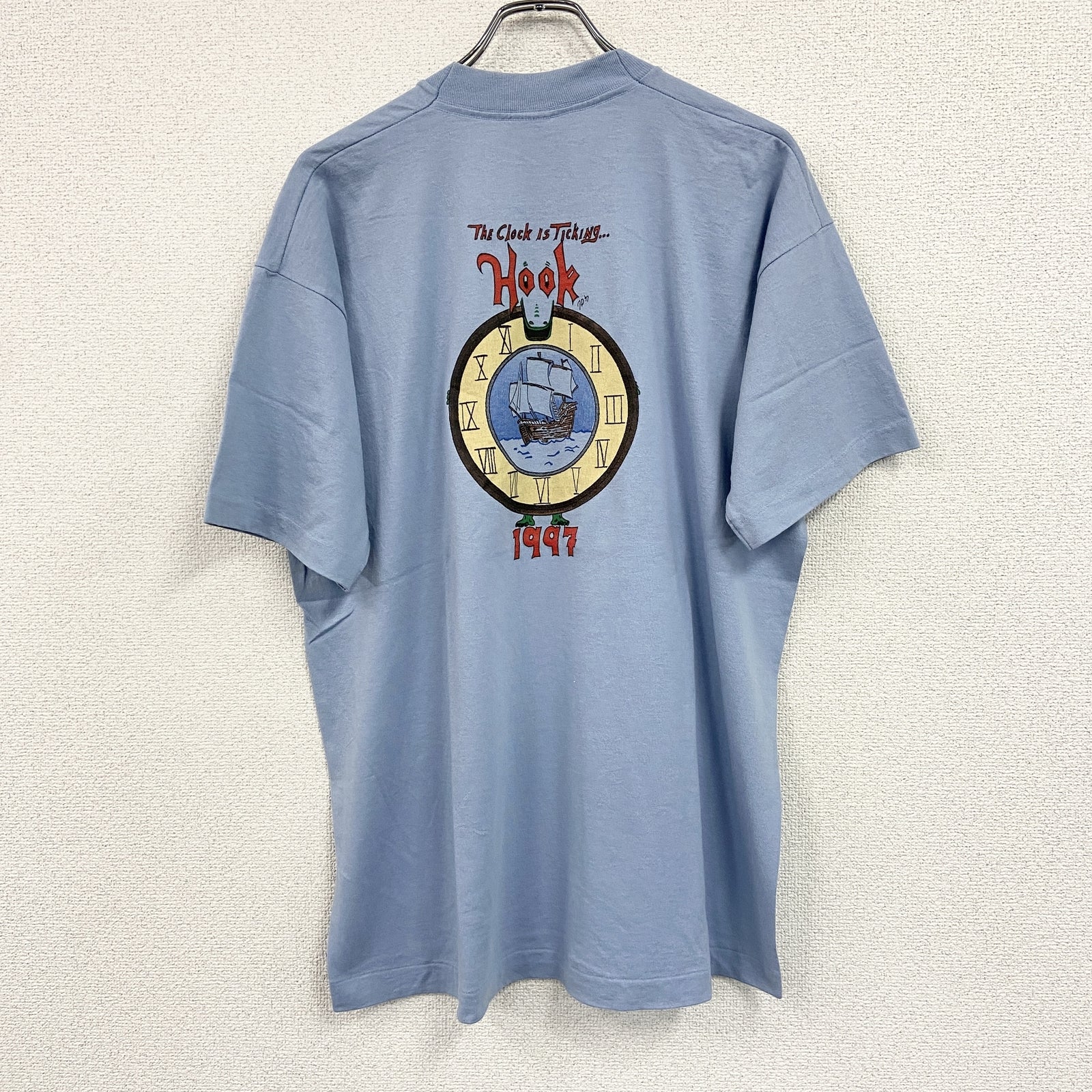 90s　Fruit of the Loom　フルーツオブザルーム　HOOK　フック　半袖Tシャツ　シングルステッチ　ヴィンテージ　青　ブルー　XLサイズ　古着