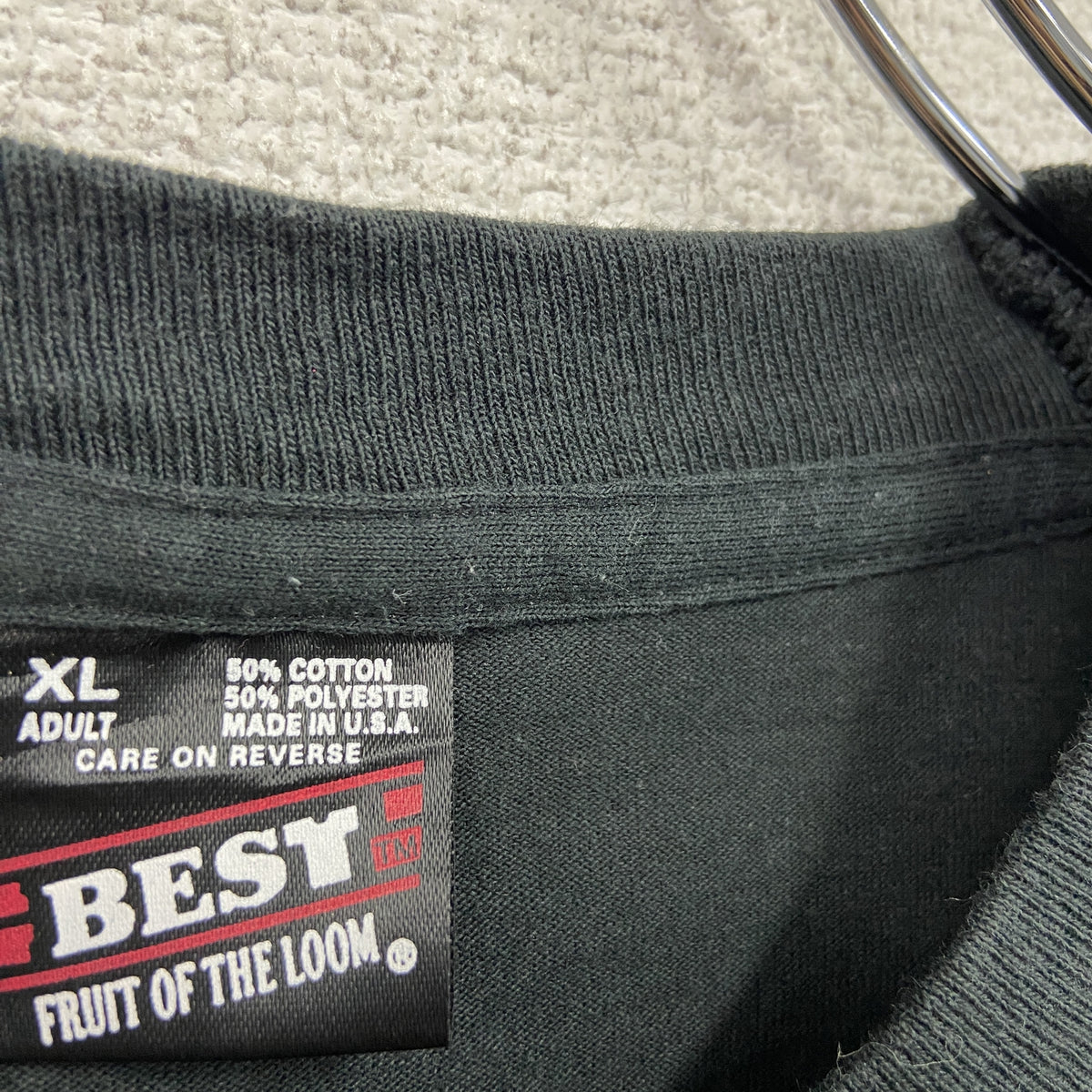 FRUIT OF THE LOOM　フルーツオブザルーム　半袖プリントTシャツ　シングルステッチ　ヴィンテージ　黒　ブラック　XLサイズ　古着
