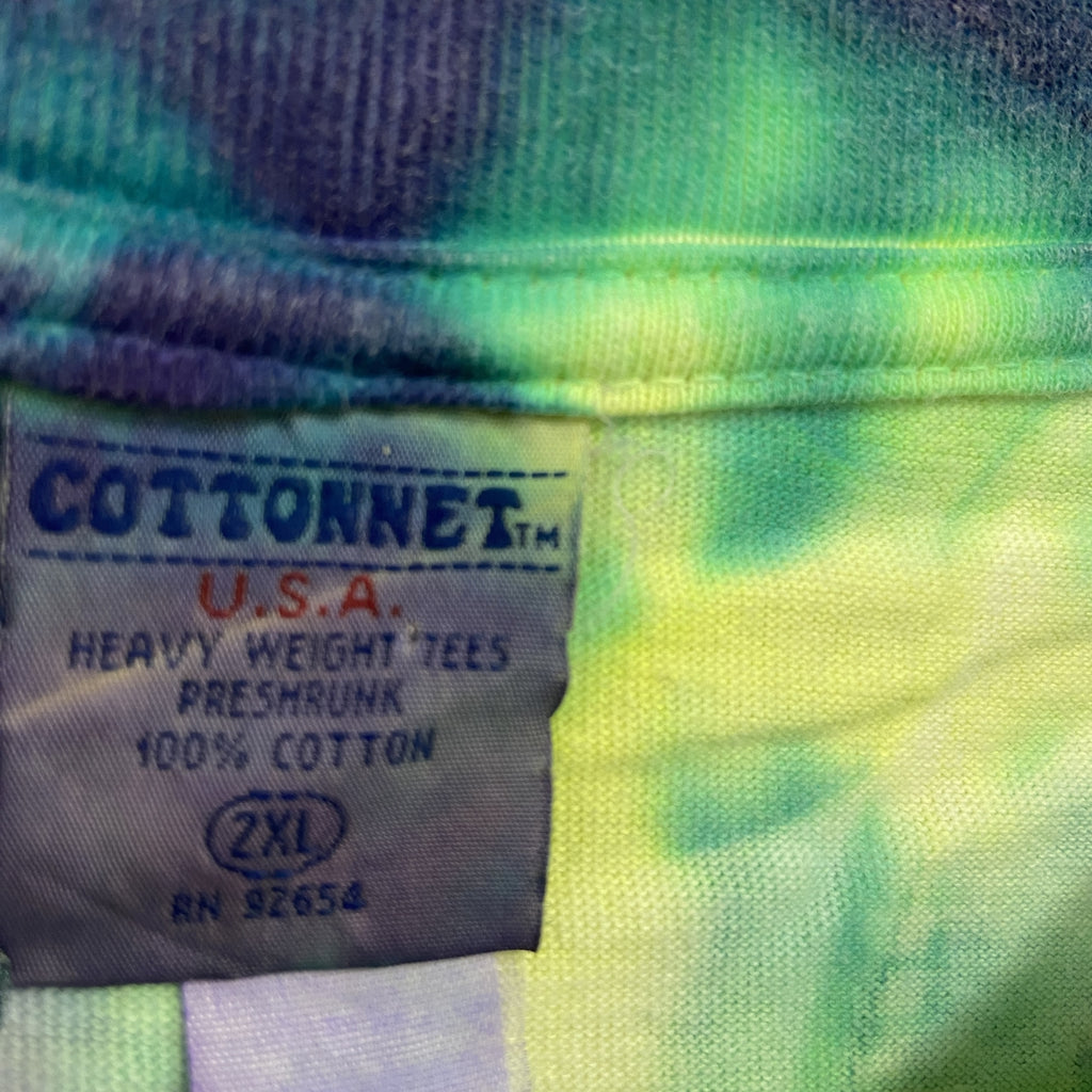 COTTONNET　半袖プリントTシャツ　シングルステッチ　ヴィンテージ　タイダイ柄　マルチカラー　2XLサイズ　古着