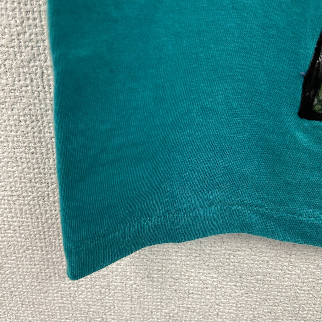 Hanes　ヘインズ　半袖プリントTシャツ　シングルステッチ　ヴィンテージ　青　ターコイズブルー　XLサイズ　古着