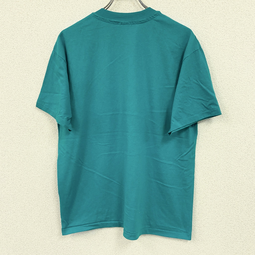 Hanes　ヘインズ　半袖プリントTシャツ　シングルステッチ　ヴィンテージ　青　ブルー　Lサイズ カットソー メンズ コットン 古着