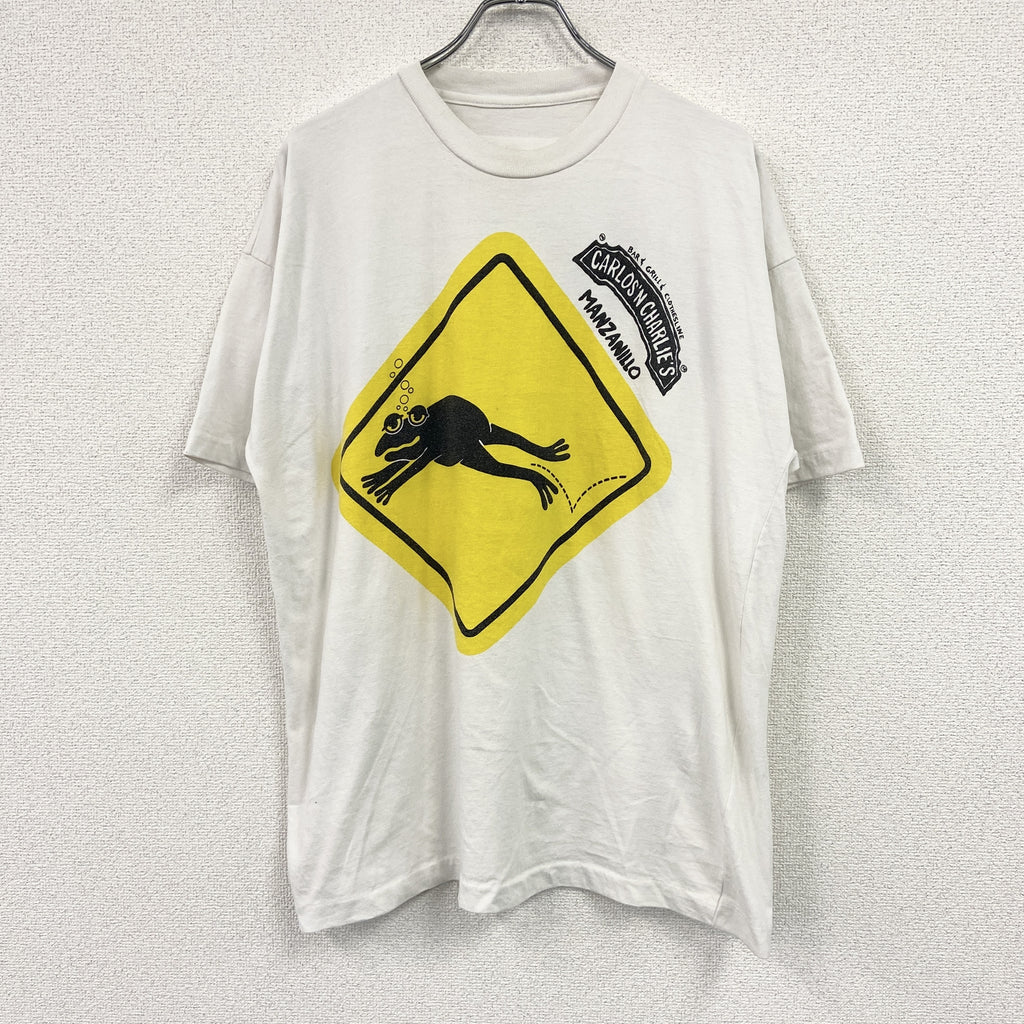 ONEITA　オニータ　半袖プリントTシャツ　シングルステッチ　ヴィンテージ 　白　ホワイト　XLサイズ　古着
