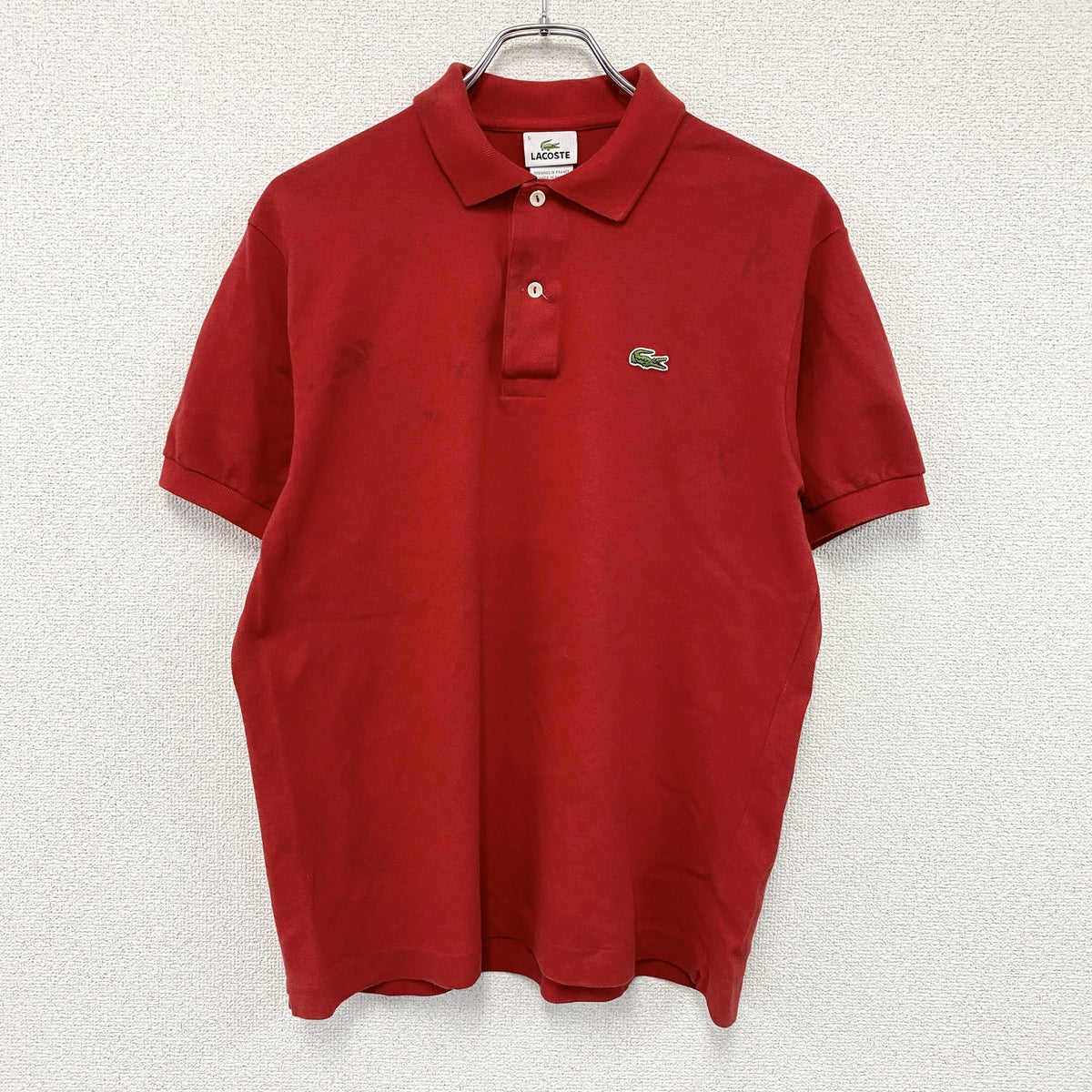 LACOSTE　ラコステ　半袖ポロシャツ　刺ロゴ　赤　レッド　5サイズ　古着