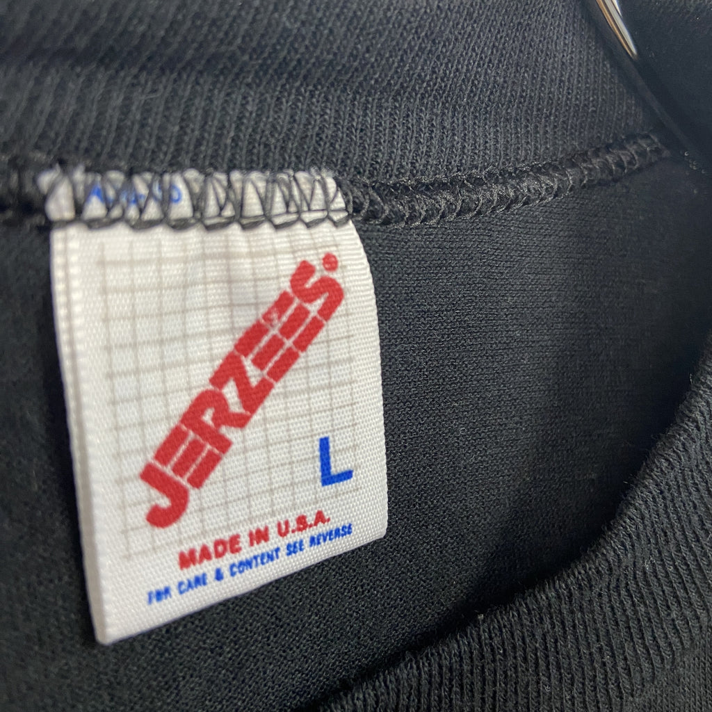 JERZEES　ジャージーズ　半袖プリントTシャツ　シングルステッチ　ヴィンテージ　黒　ブラック　Lサイズ　古着