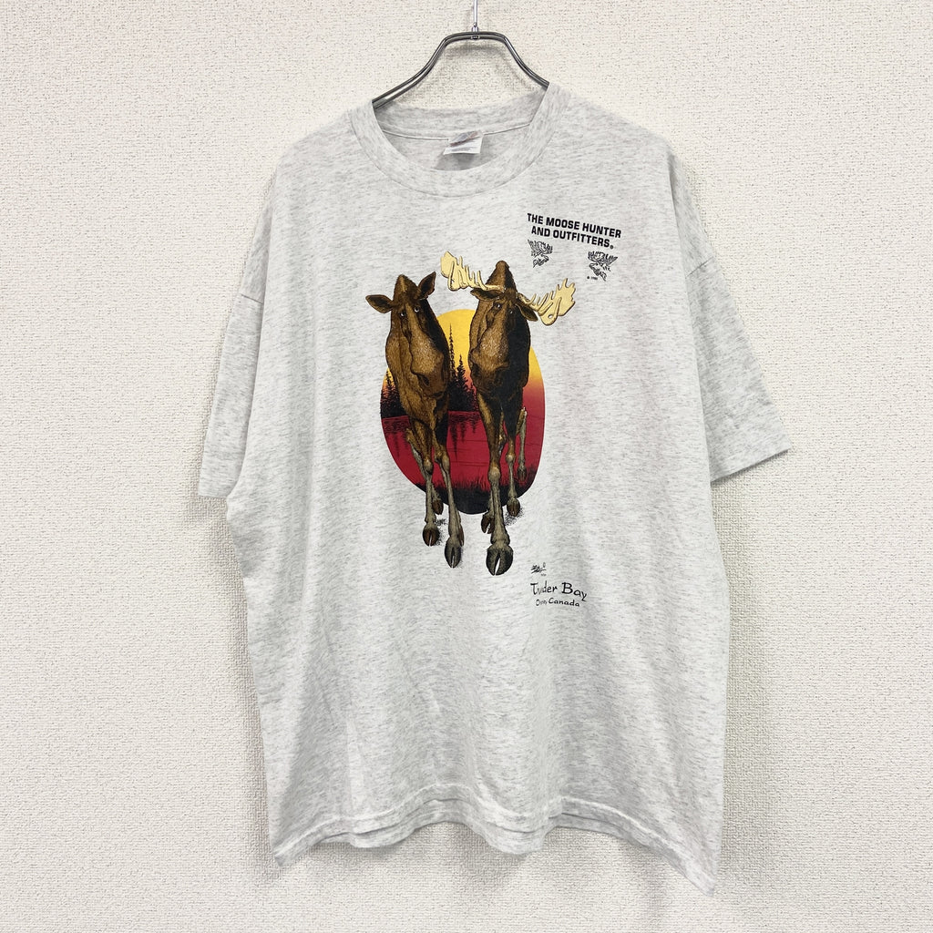 Hanes　ヘインズ　半袖プリントTシャツ　シングルステッチ　ヴィンテージ　霜降りグレー　XXLサイズ　古着
