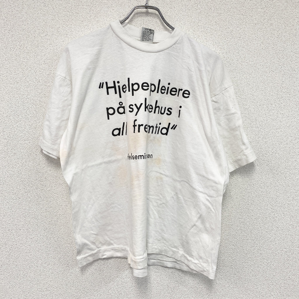 Canchian　半袖プリントTシャツ　シングルステッチ　ヴィンテージ　白　ホワイト　XLサイズ　古着