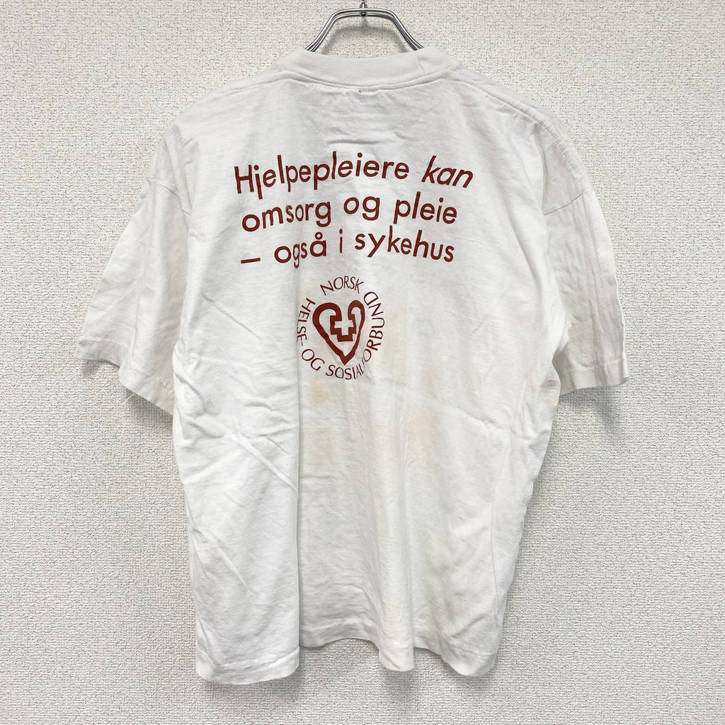 Canchian　半袖プリントTシャツ　シングルステッチ　ヴィンテージ　白　ホワイト　XLサイズ　古着