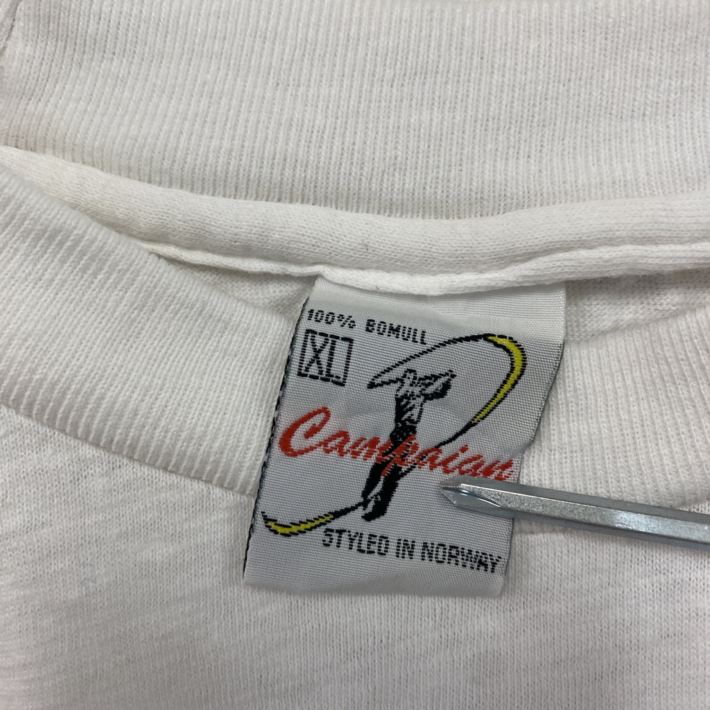 Canchian　半袖プリントTシャツ　シングルステッチ　ヴィンテージ　白　ホワイト　XLサイズ　古着
