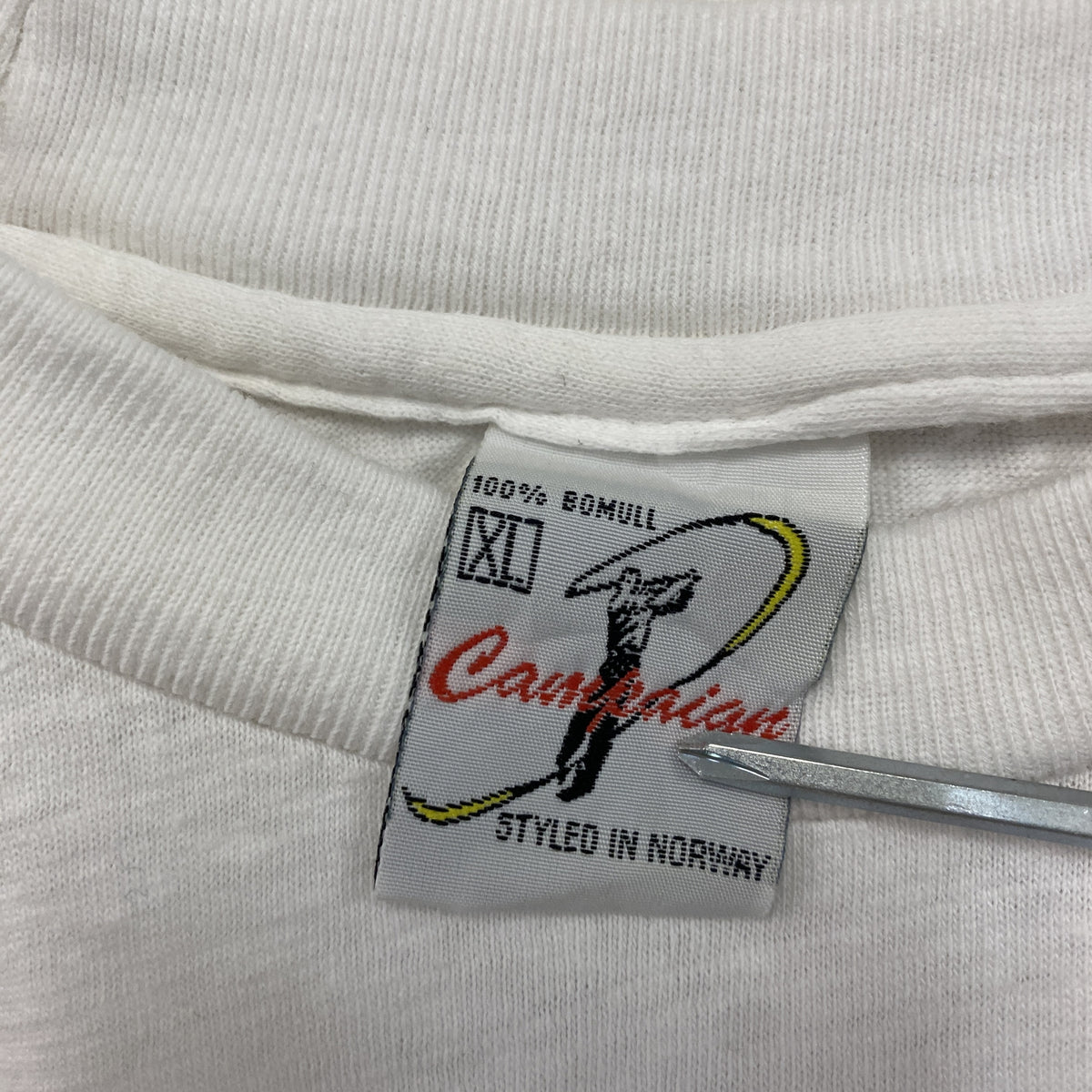 Canchian　半袖プリントTシャツ　シングルステッチ　ヴィンテージ　白　ホワイト　XLサイズ　古着