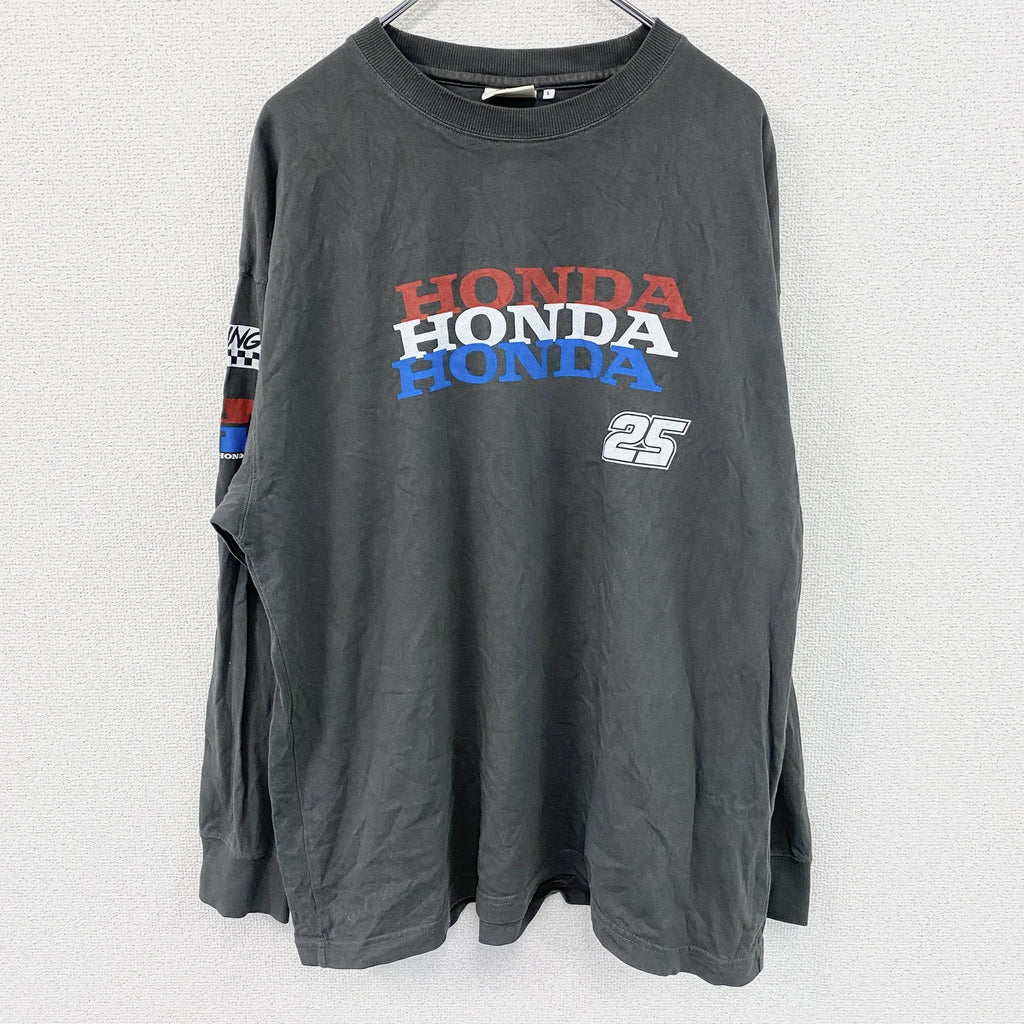 nico and...　ニコアンド　長袖プリントTシャツ/ロンT　グレー　Lサイズ　古着