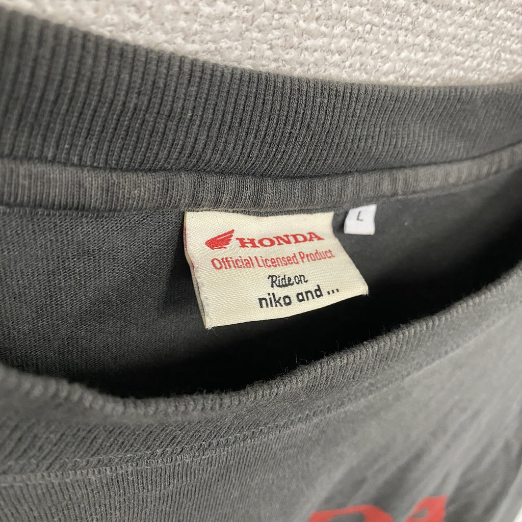 nico and...　ニコアンド　長袖プリントTシャツ/ロンT　グレー　Lサイズ　古着