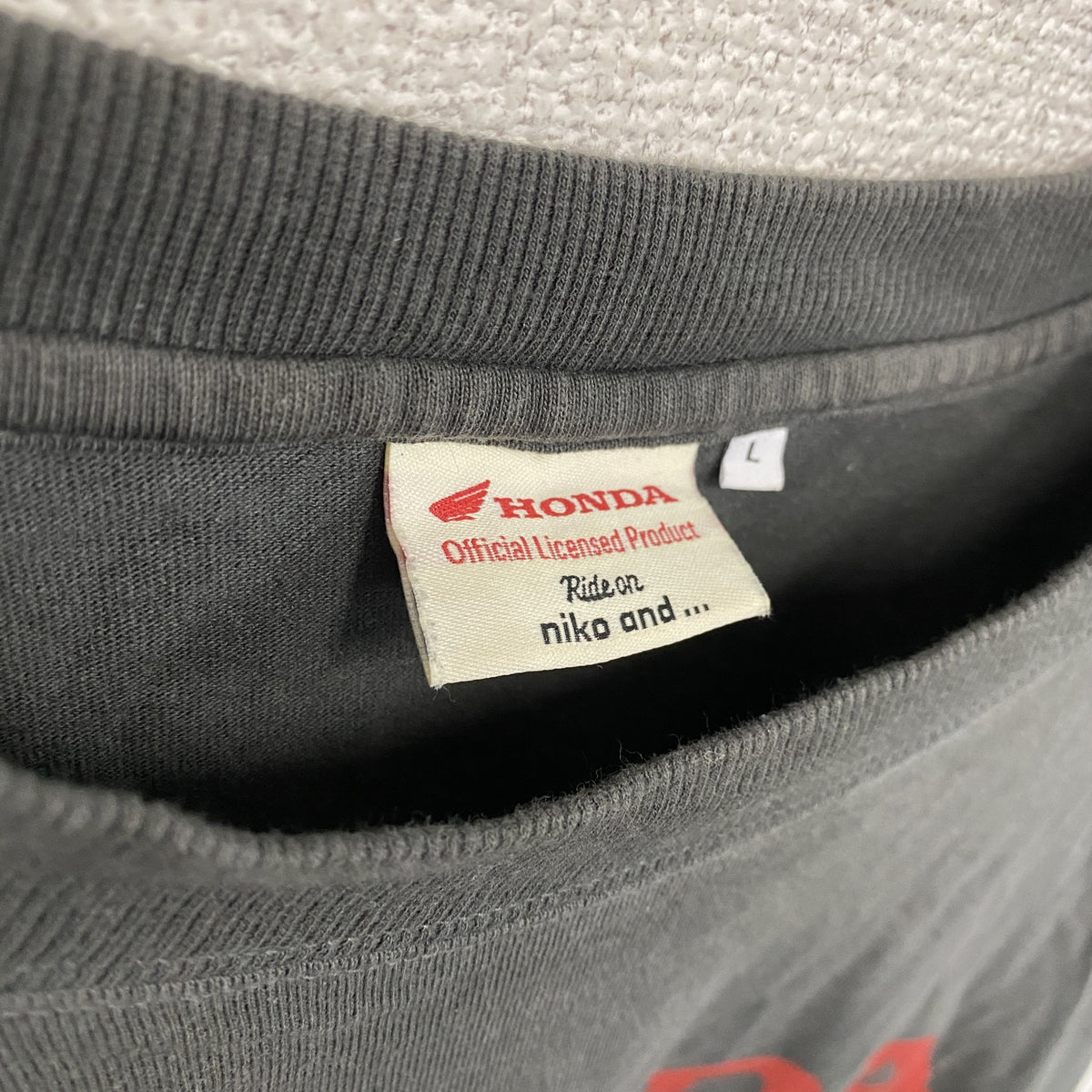 nico and...　ニコアンド　長袖プリントTシャツ/ロンT　グレー　Lサイズ　古着
