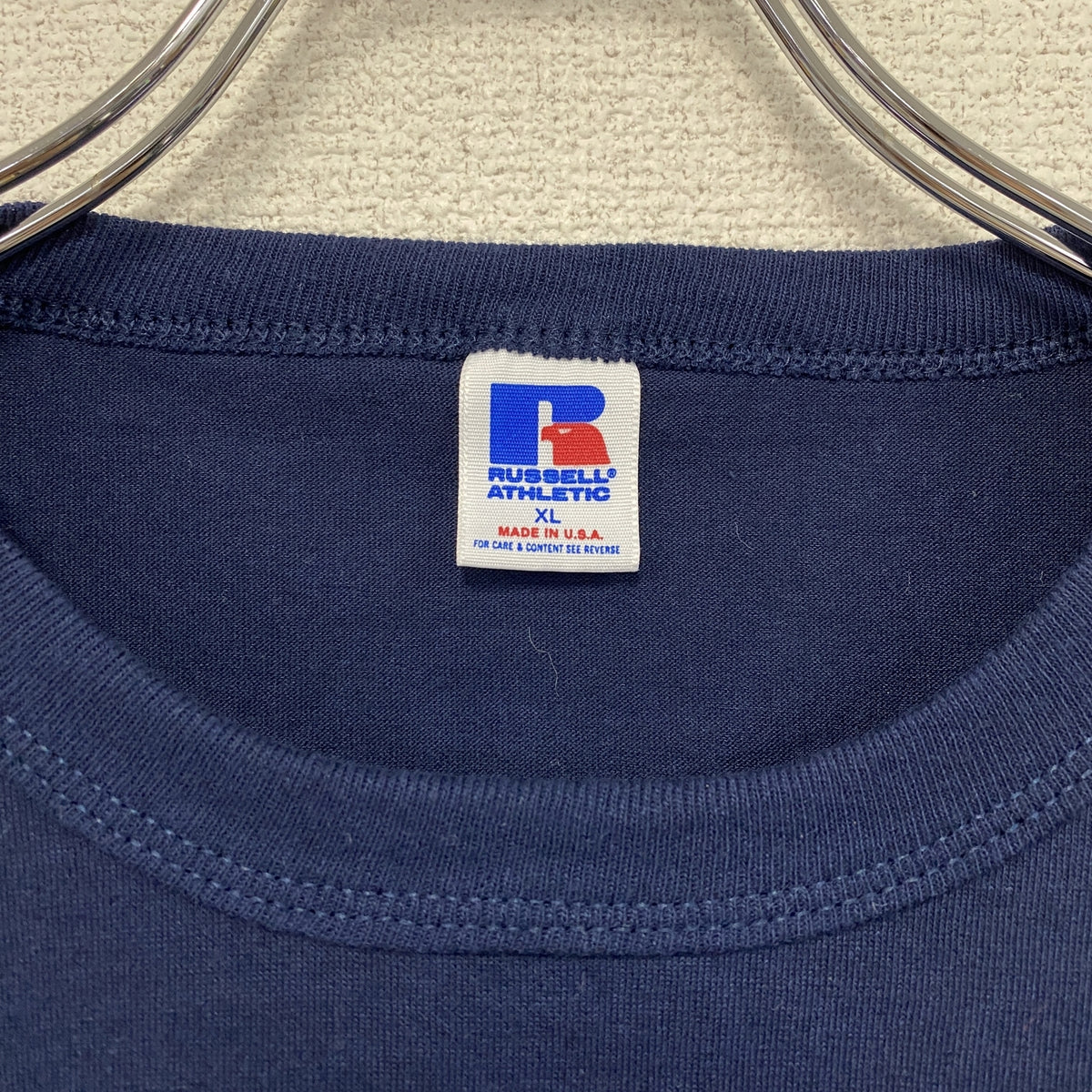 RUSSELL ATHLETIC　ラッセルアスレチック　半袖プリントTシャツ　シングルステッチ　ヴィンテージ　紺　ネイビー　XLサイズ　古着