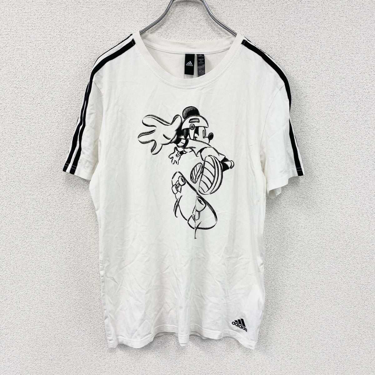 adidas　アディダス　半袖プリントTシャツ　白　ホワイト　XLサイズ　古着