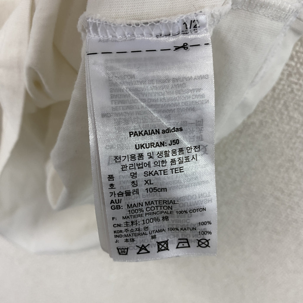 adidas　アディダス　半袖プリントTシャツ　白　ホワイト　XLサイズ　古着