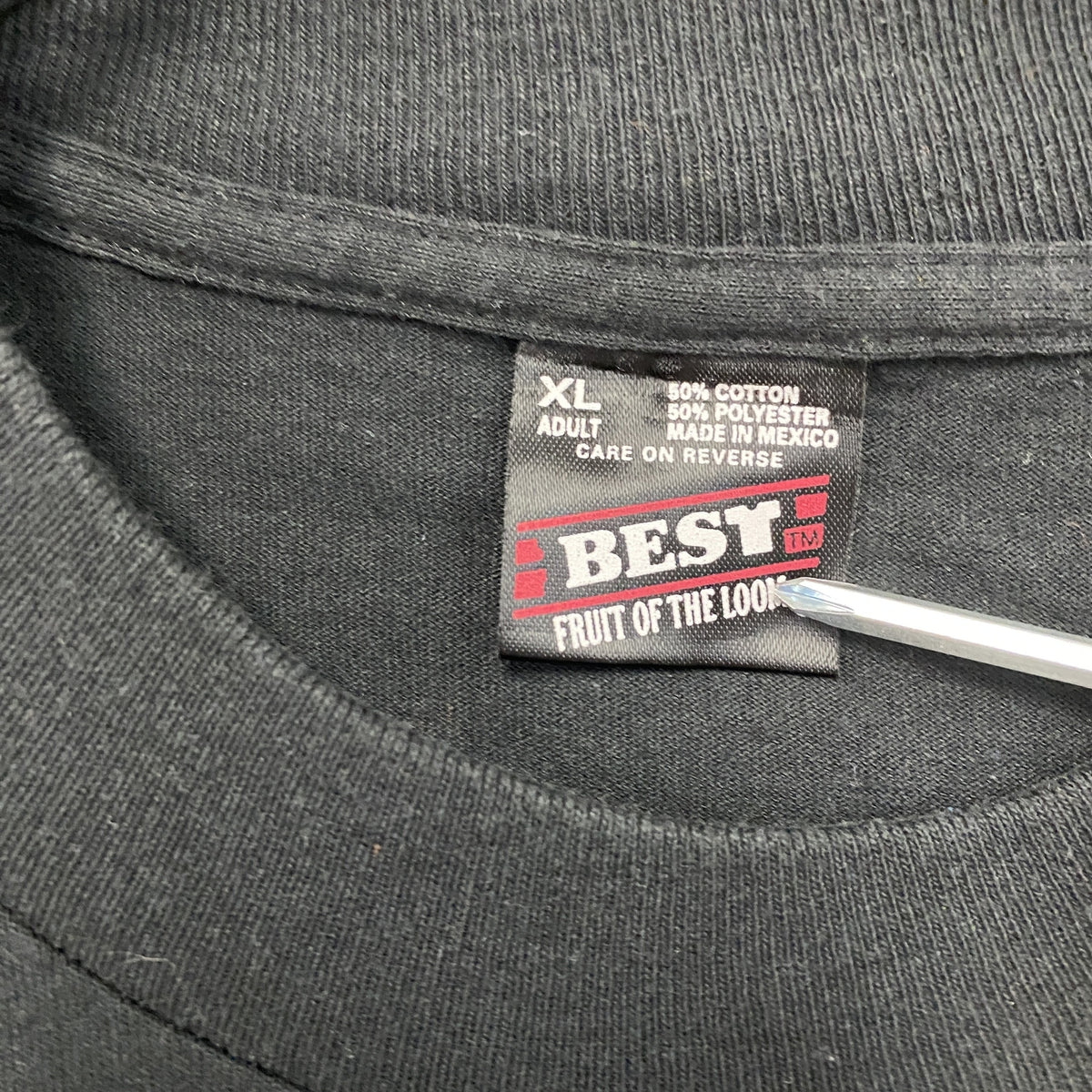 FRUIT OF THE LOOM　フルーツオブザルーム　半袖プリントTシャツ　シングルステッチ　ヴィンテージ　黒　ブラック　XLサイズ　古着