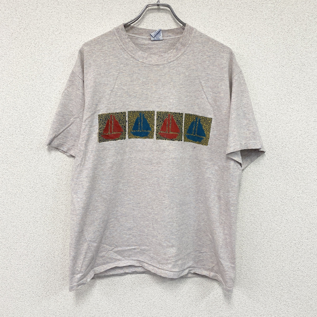 CAL CRU　カルクルー　半袖プリントTシャツ　シングルステッチ　ヴィンテージ　マルチカラー　Lサイズ　古着