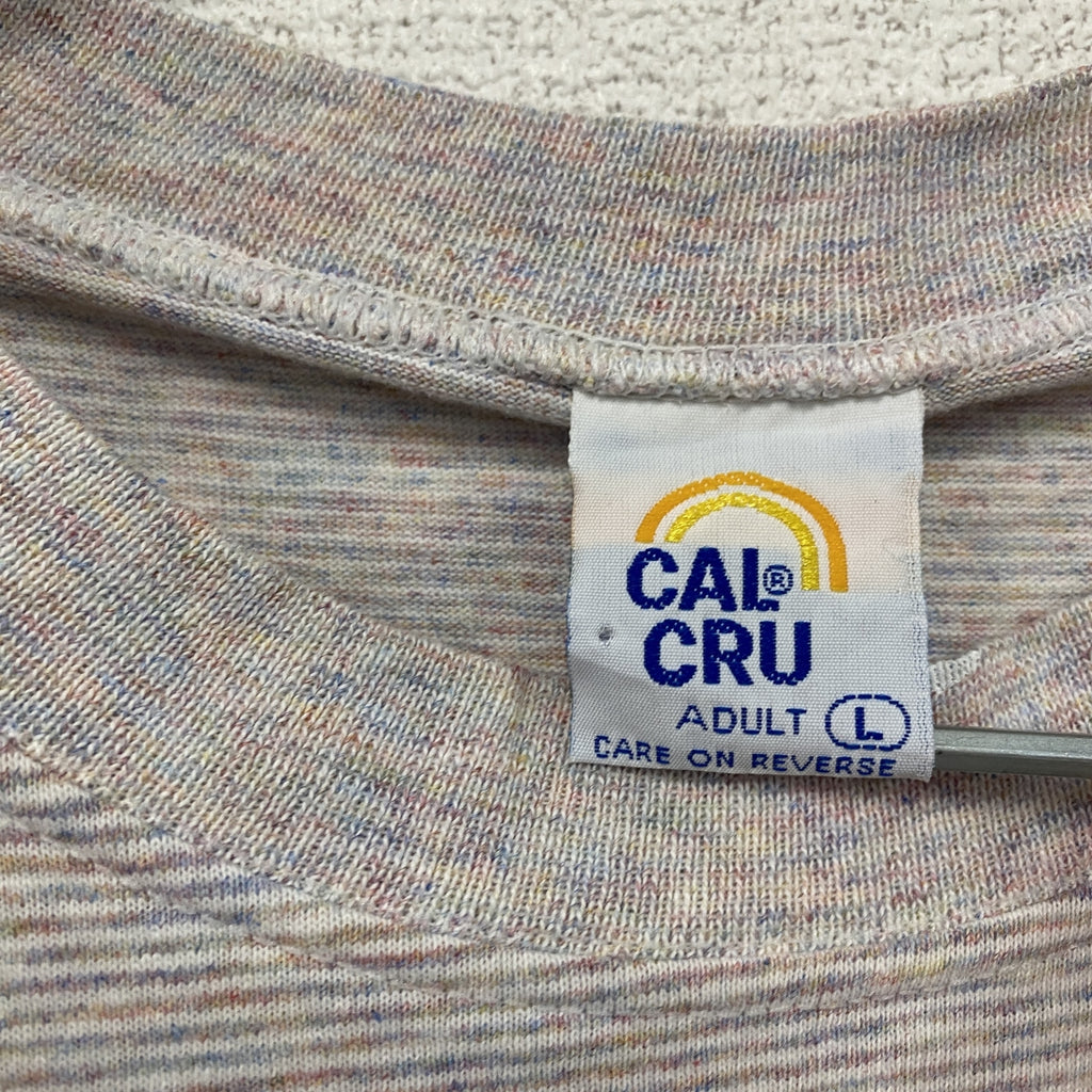 CAL CRU　カルクルー　半袖プリントTシャツ　シングルステッチ　ヴィンテージ　マルチカラー　Lサイズ　古着