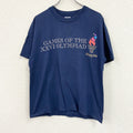 Hanes　ヘインズ　半袖プリントTシャツ　シングルステッチ　ヴィンテージ　紺　ネイビー　Lサイズ カットソー メンズ コットン 古着