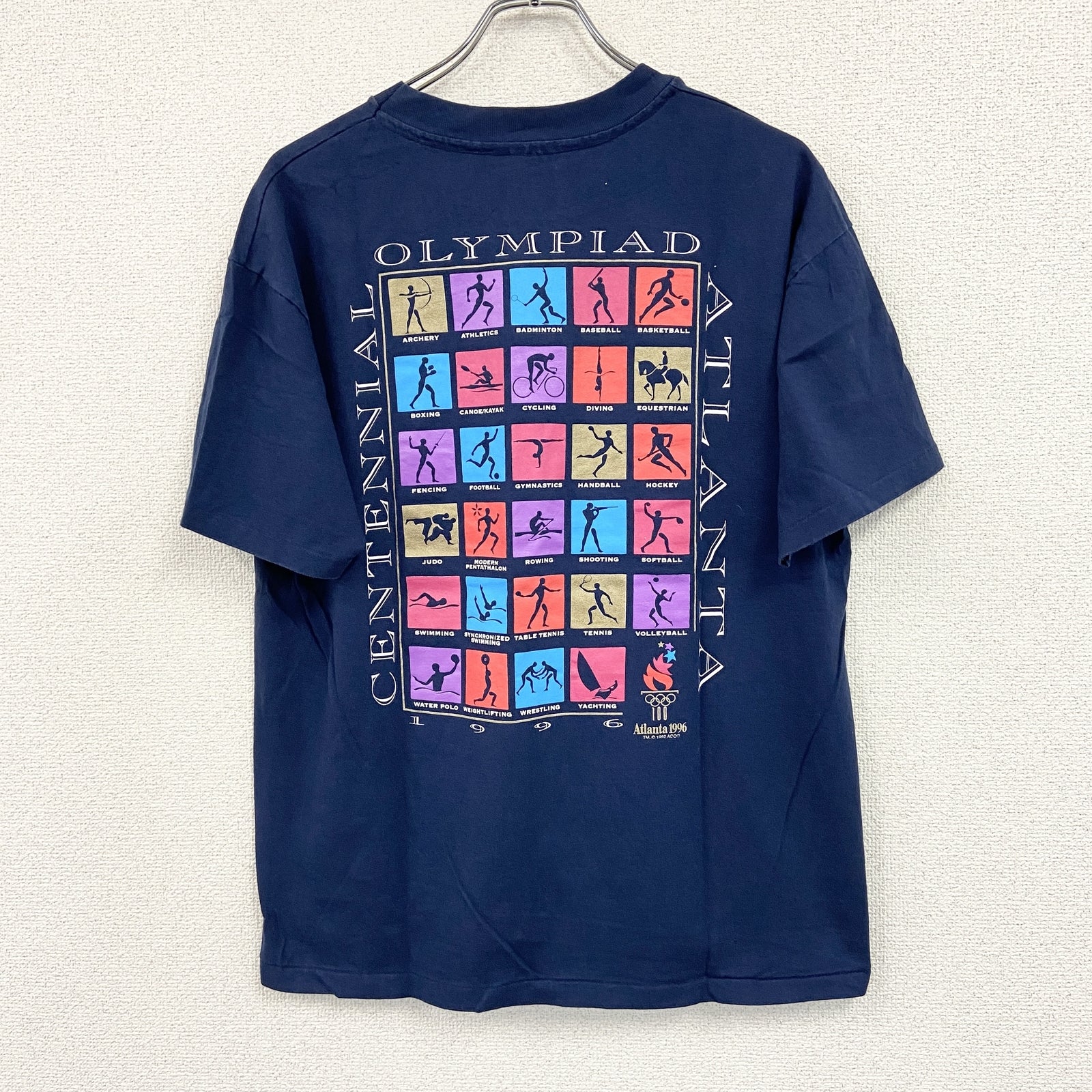Hanes　ヘインズ　半袖プリントTシャツ　シングルステッチ　ヴィンテージ　紺　ネイビー　Lサイズ カットソー メンズ コットン 古着