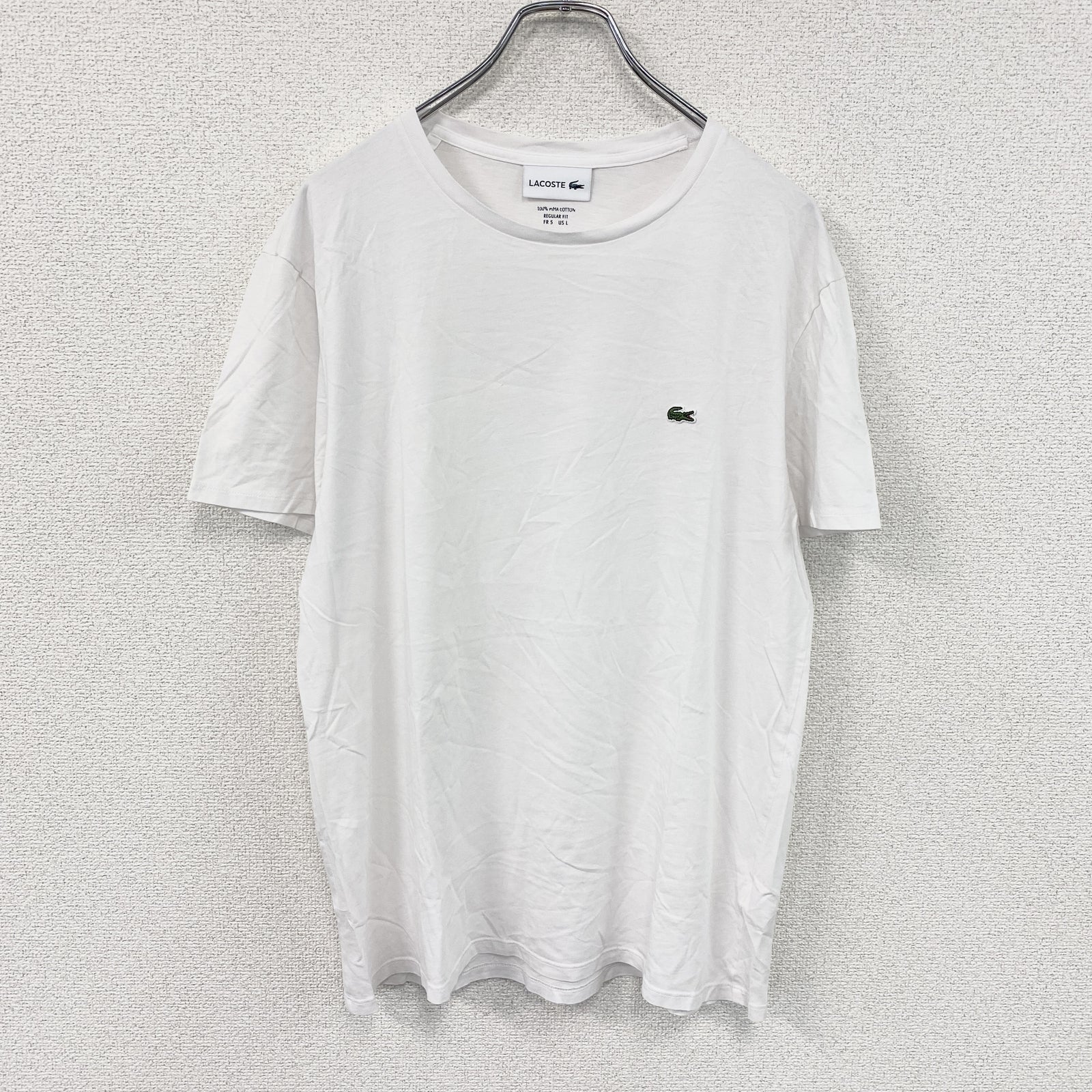 LACOSTE　ラコステ　半袖Tシャツ　白　ホワイト　Lサイズ　古着