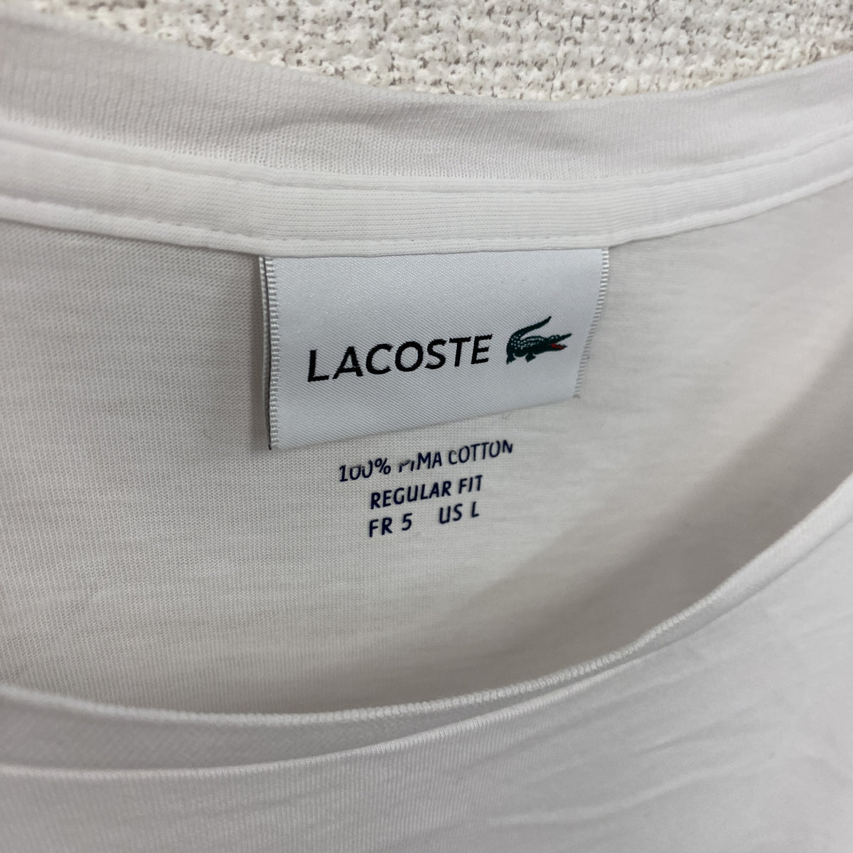 LACOSTE　ラコステ　半袖Tシャツ　白　ホワイト　Lサイズ　古着