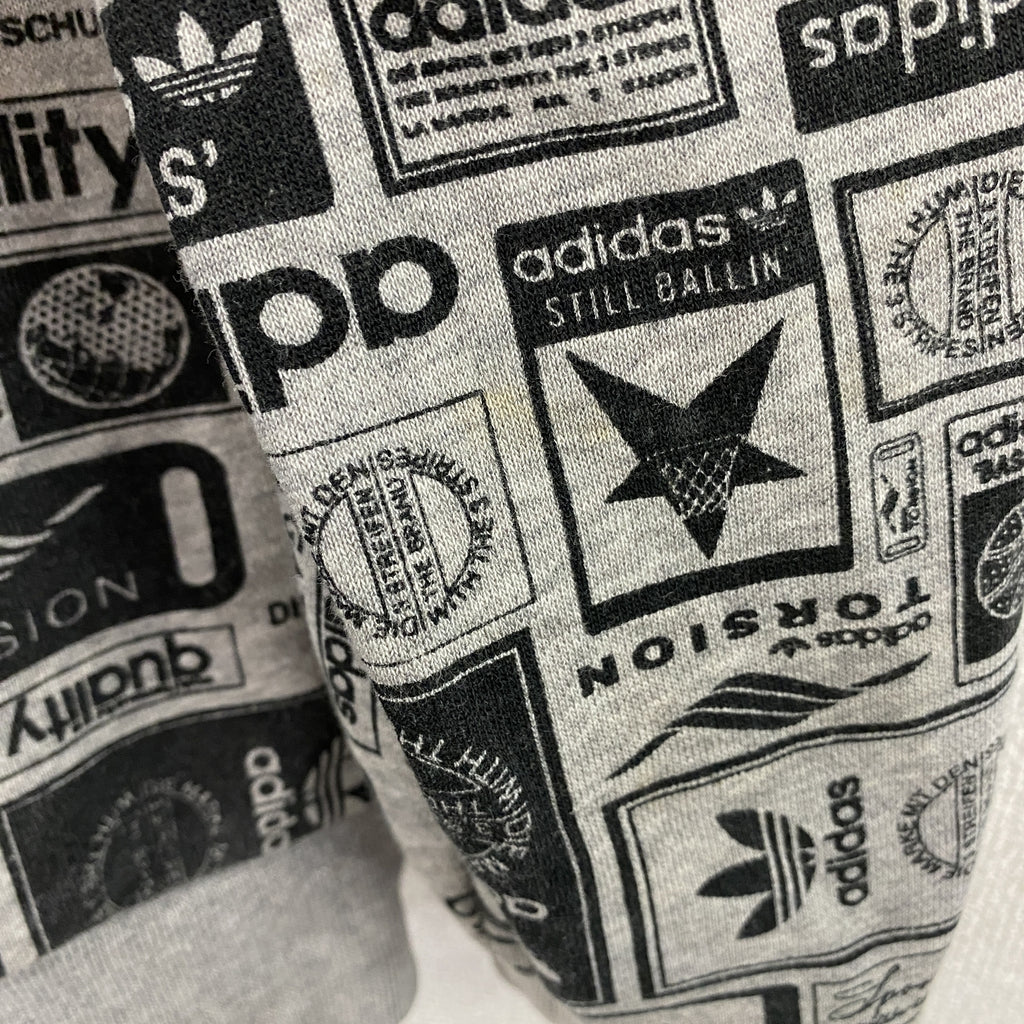 adidas　アディダス　フルジップパーカー/フーディー　総柄　グレー　XSサイズ　古着