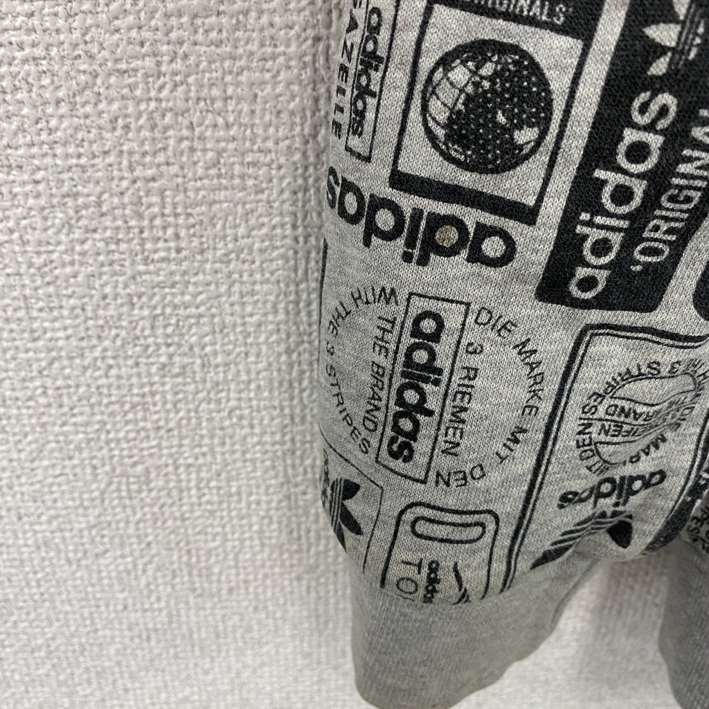 adidas　アディダス　フルジップパーカー/フーディー　総柄　グレー　XSサイズ　古着