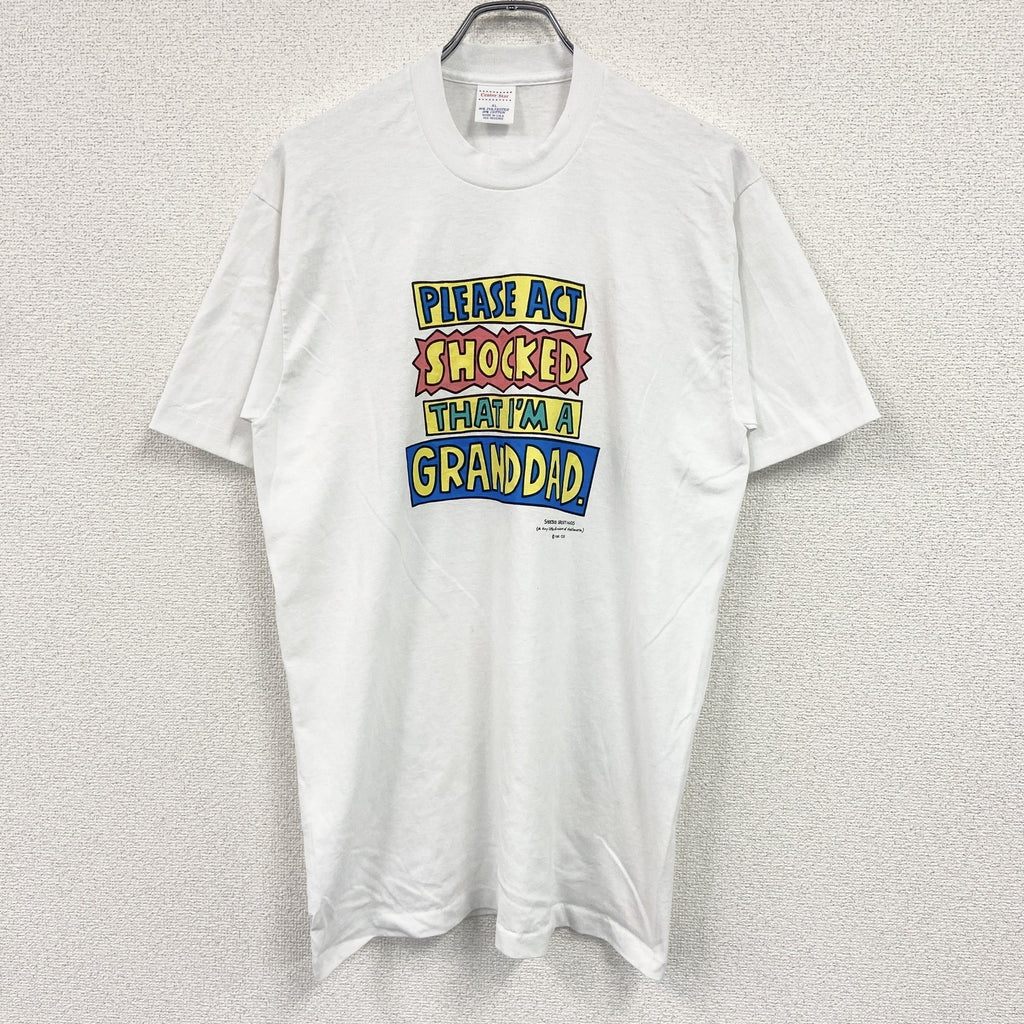 Center Star　半袖プリントTシャツ　シングルステッチ　ヴィンテージ　白　ホワイト　XLサイズ カットソー メンズ コットン 古着