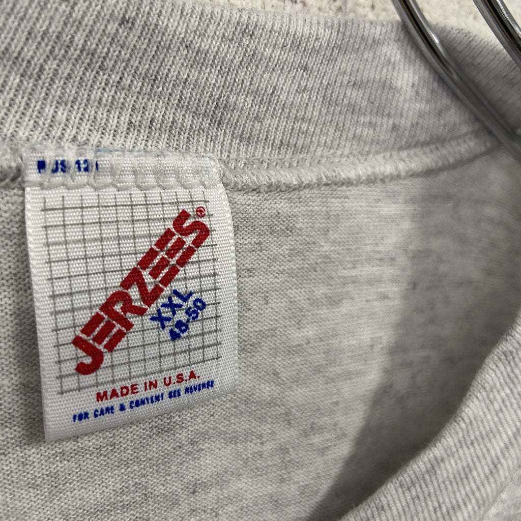 JERZEES　ジャージーズ　半袖プリントTシャツ　シングルステッチ　ヴィンテージ　霜降りグレー　XXLサイズ　古着