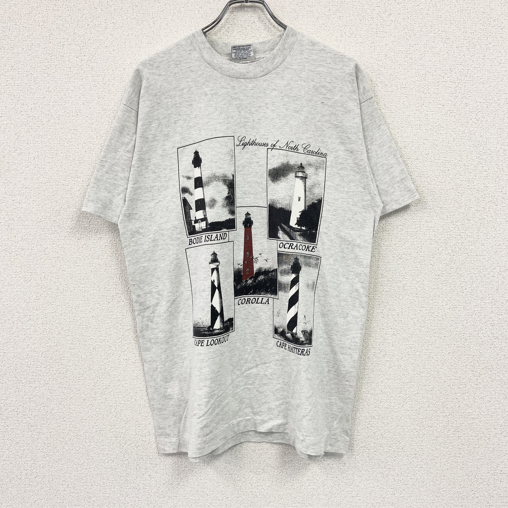 Collegite Pacific　半袖プリントTシャツ　シングルステッチ　ヴィンテージ　霜降りグレー　Lサイズ　古着