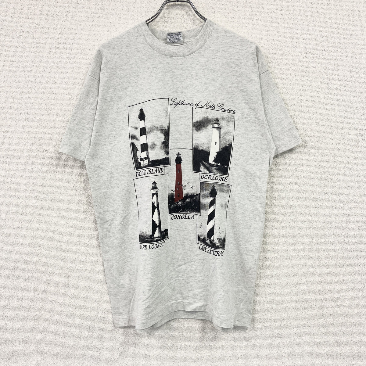 Collegite Pacific　半袖プリントTシャツ　シングルステッチ　ヴィンテージ　霜降りグレー　Lサイズ　古着
