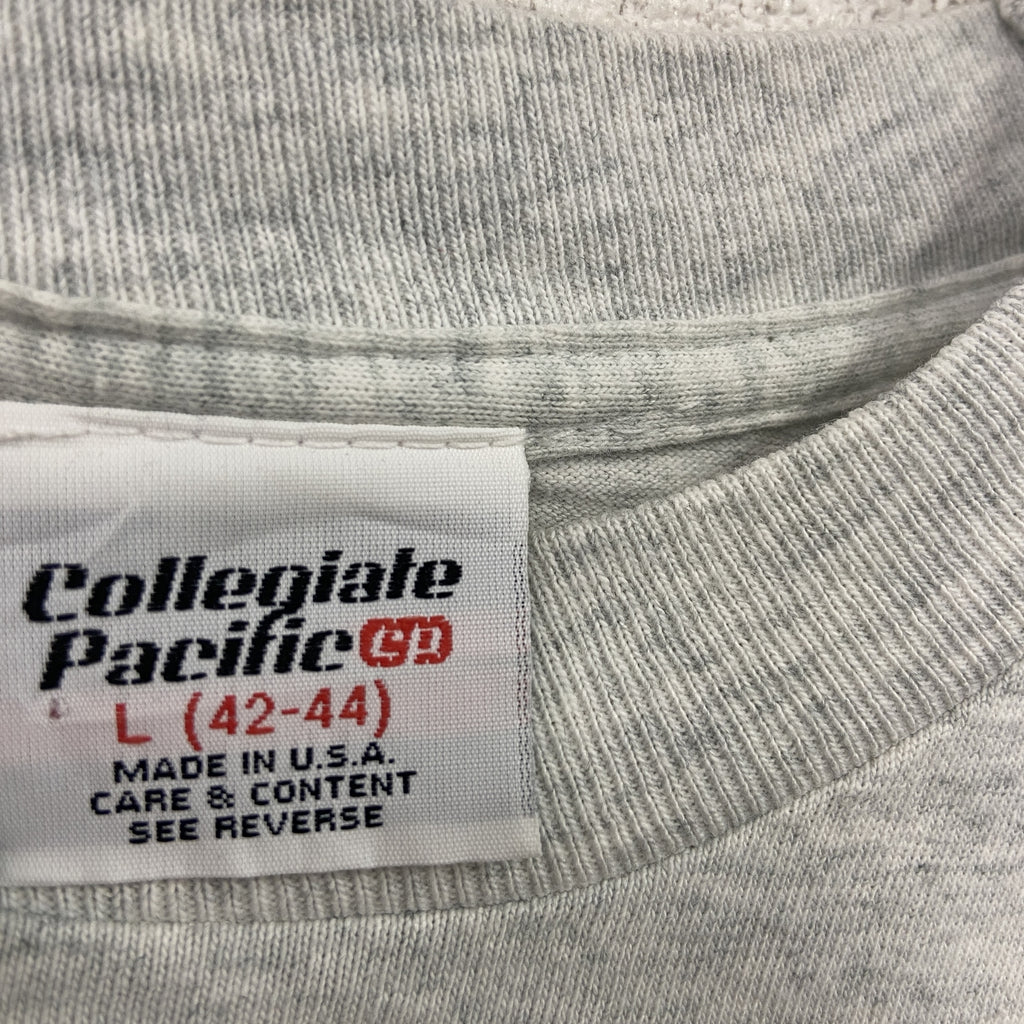 Collegite Pacific　半袖プリントTシャツ　シングルステッチ　ヴィンテージ　霜降りグレー　Lサイズ　古着