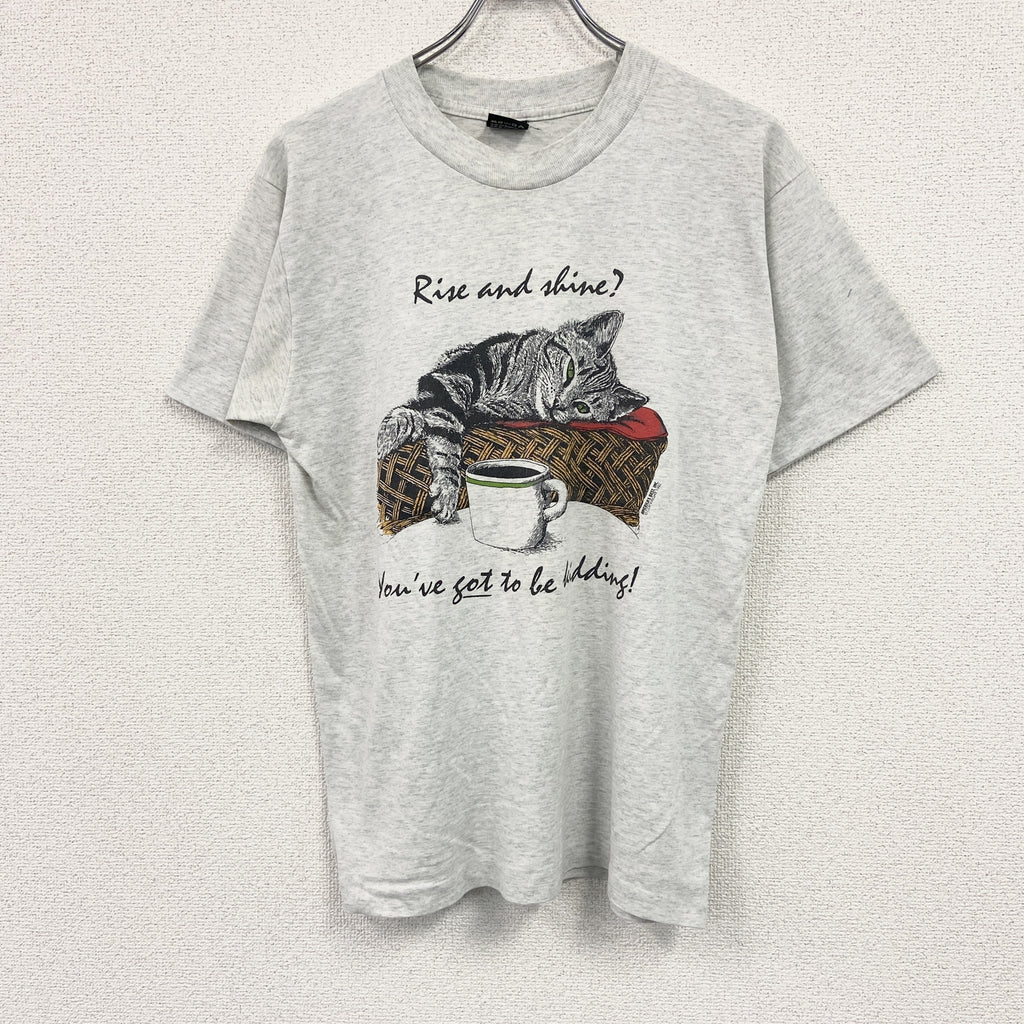 FRUIT OF THE LOOM　フルーツオブザルーム　半袖プリントTシャツ　シングルステッチ　ヴィンテージ　灰色　グレー　Mサイズ　古着