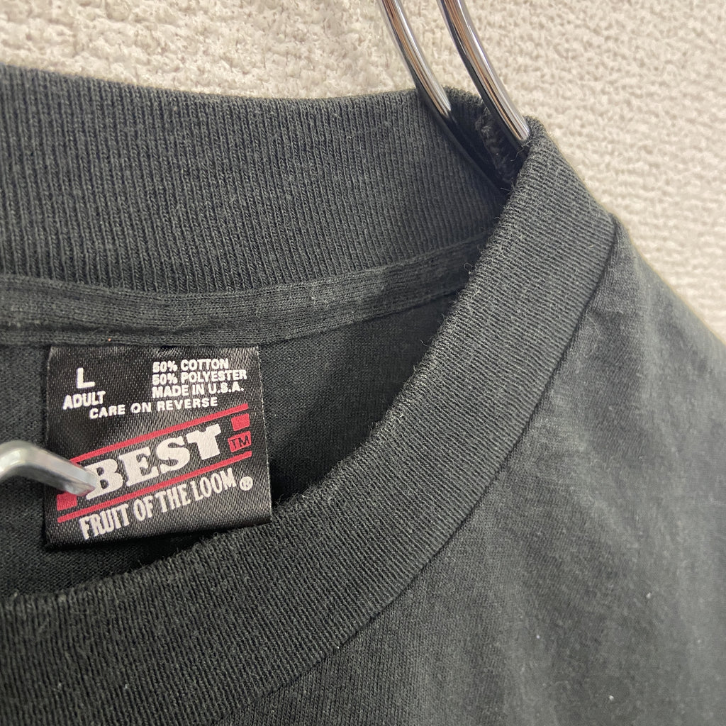 FRUIT OF THE LOOM　フルーツオブザルーム　半袖プリントTシャツ　シングルステッチ　ヴィンテージ　黒　ブラック　Lサイズ　古着