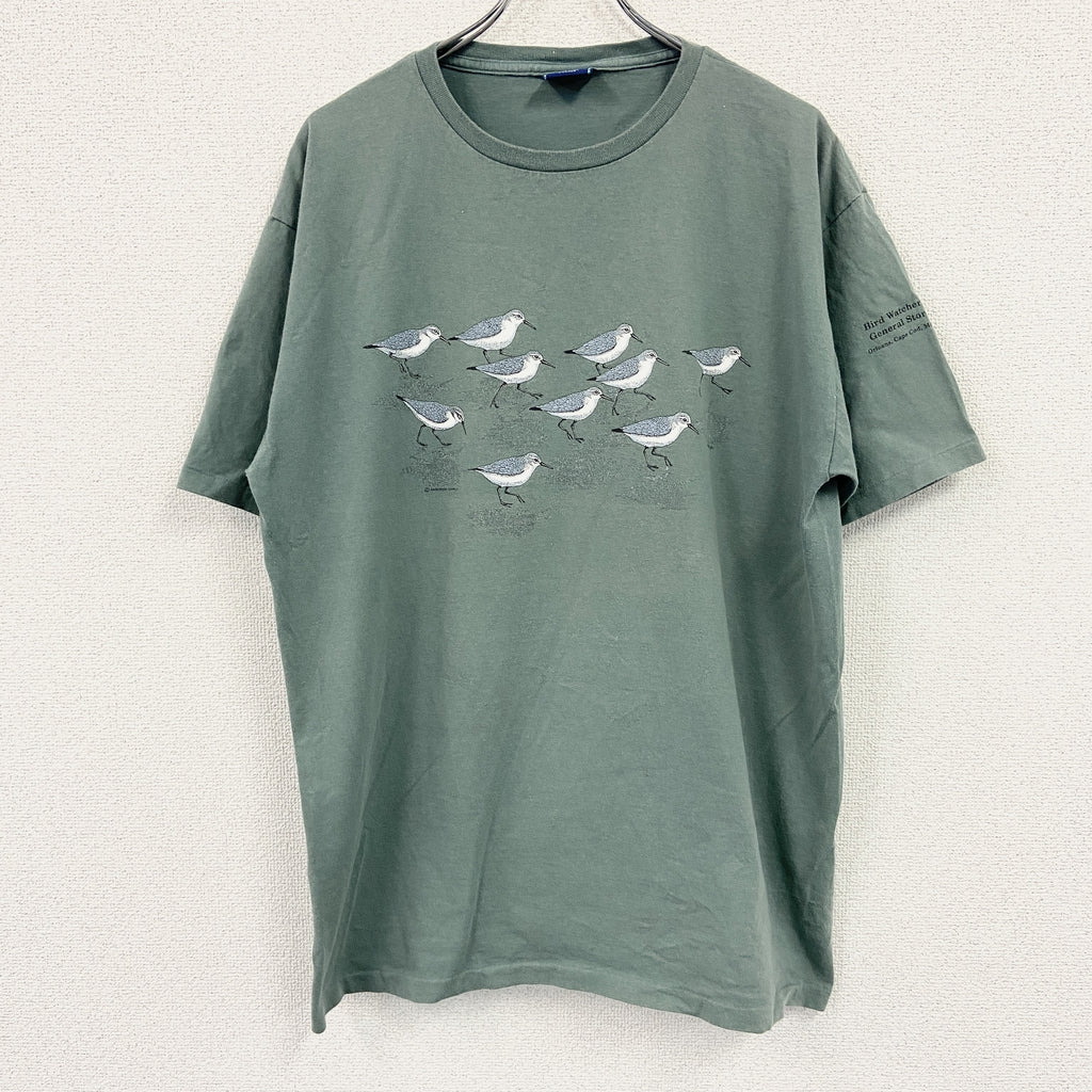 HARBORSIDE GRAPMICS　半袖プリントTシャツ　シングルステッチ　ヴィンテージ　緑　ライトグリーン　XLサイズ カットソー メンズ コットン 古着