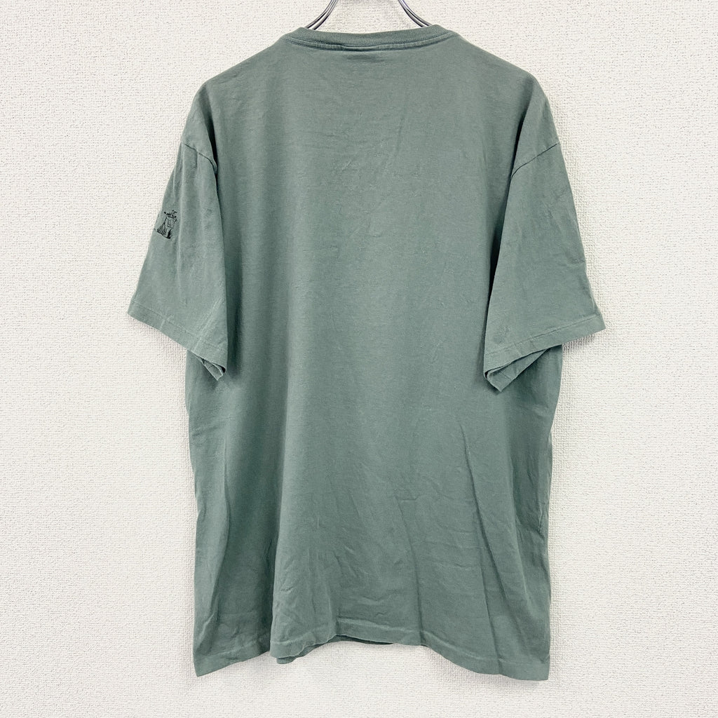 HARBORSIDE GRAPMICS　半袖プリントTシャツ　シングルステッチ　ヴィンテージ　緑　ライトグリーン　XLサイズ カットソー メンズ コットン 古着