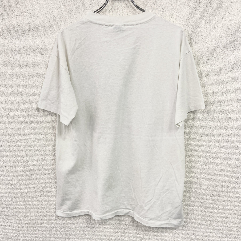 Hanes　ヘインズ　半袖プリントTシャツ　シングルステッチ　ヴィンテージ　白　ホワイト　Lサイズ　古着