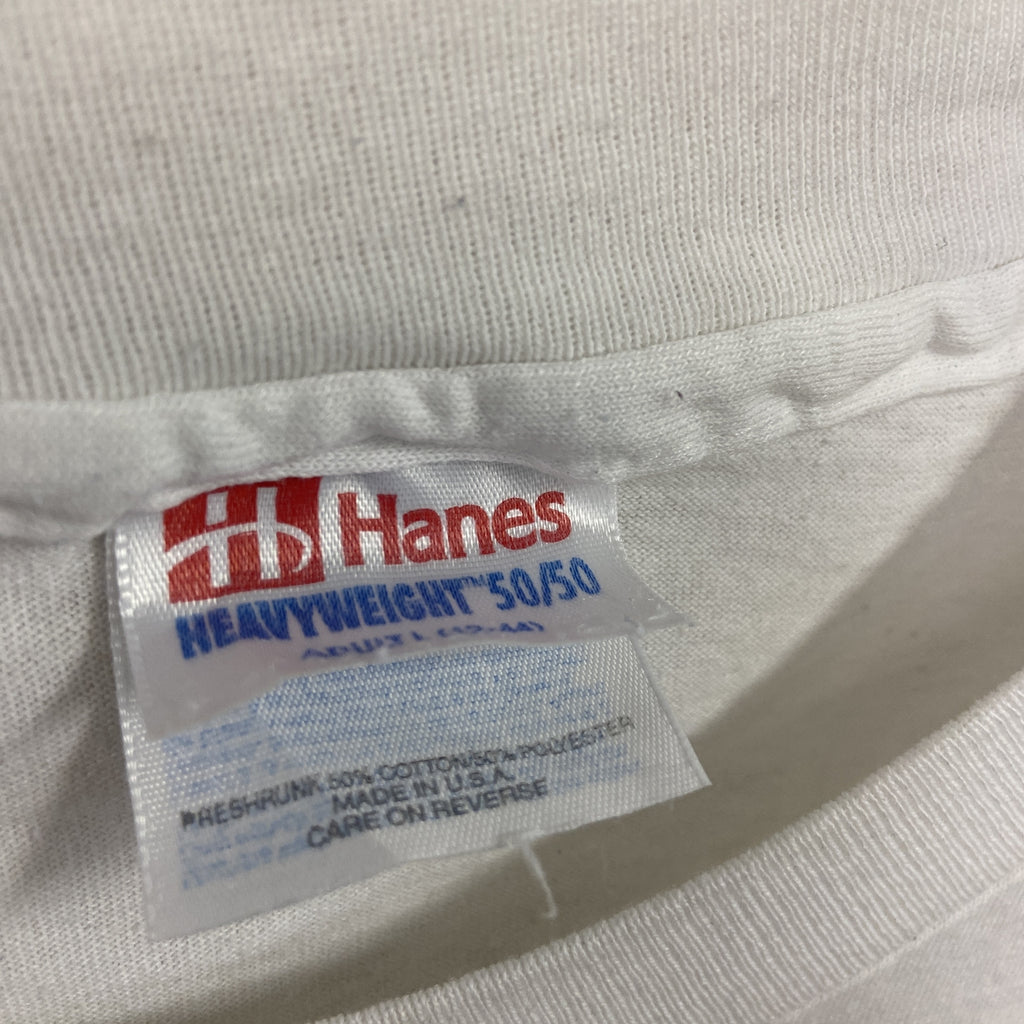 Hanes　ヘインズ　半袖プリントTシャツ　シングルステッチ　ヴィンテージ　白　ホワイト　Lサイズ　古着